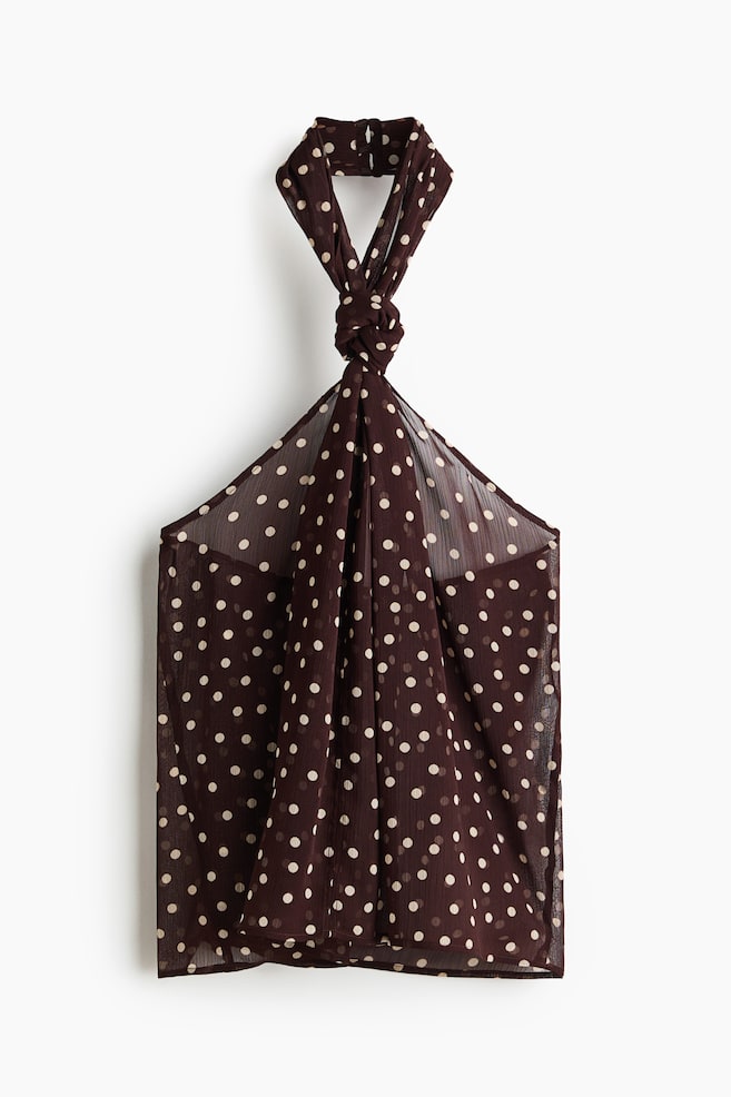 Top halter de gasa - Marrón oscuro/Lunares/Beige/Estampado de leopardo - 1