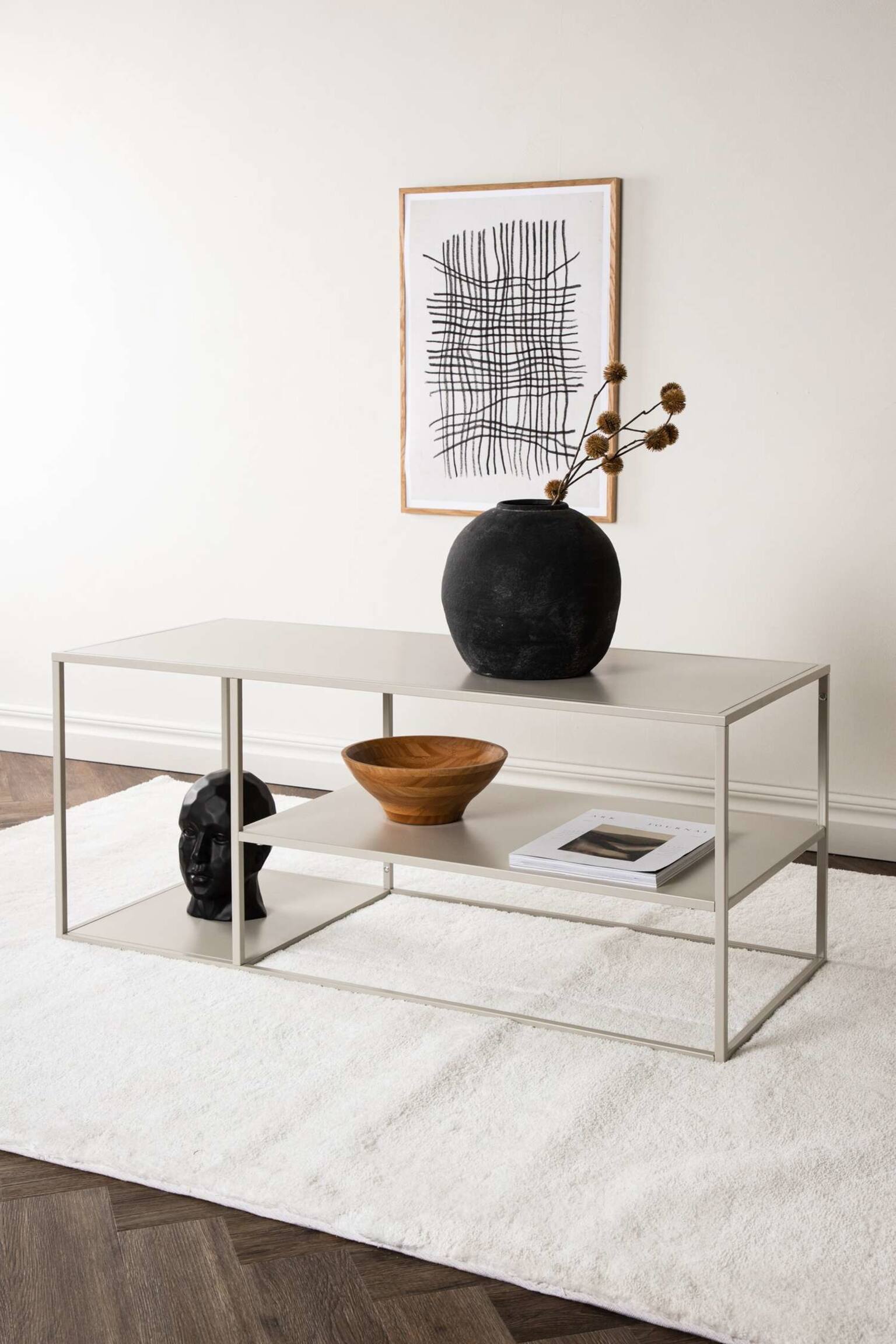 Staal Sofa Tisch - Stahl, Beige - 4