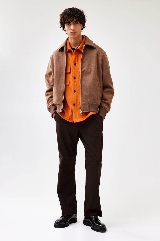Overshirt i uldblanding Regular Fit - Klar orange/Lys gråbeige - 3