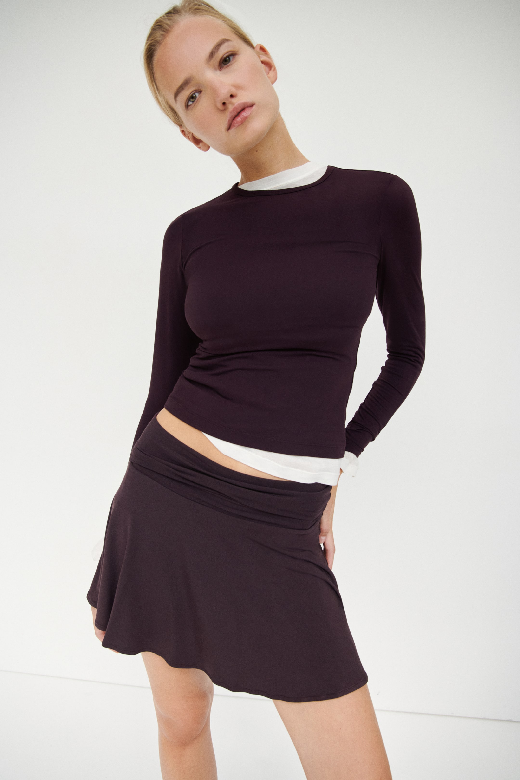 Long-sleeved jersey top