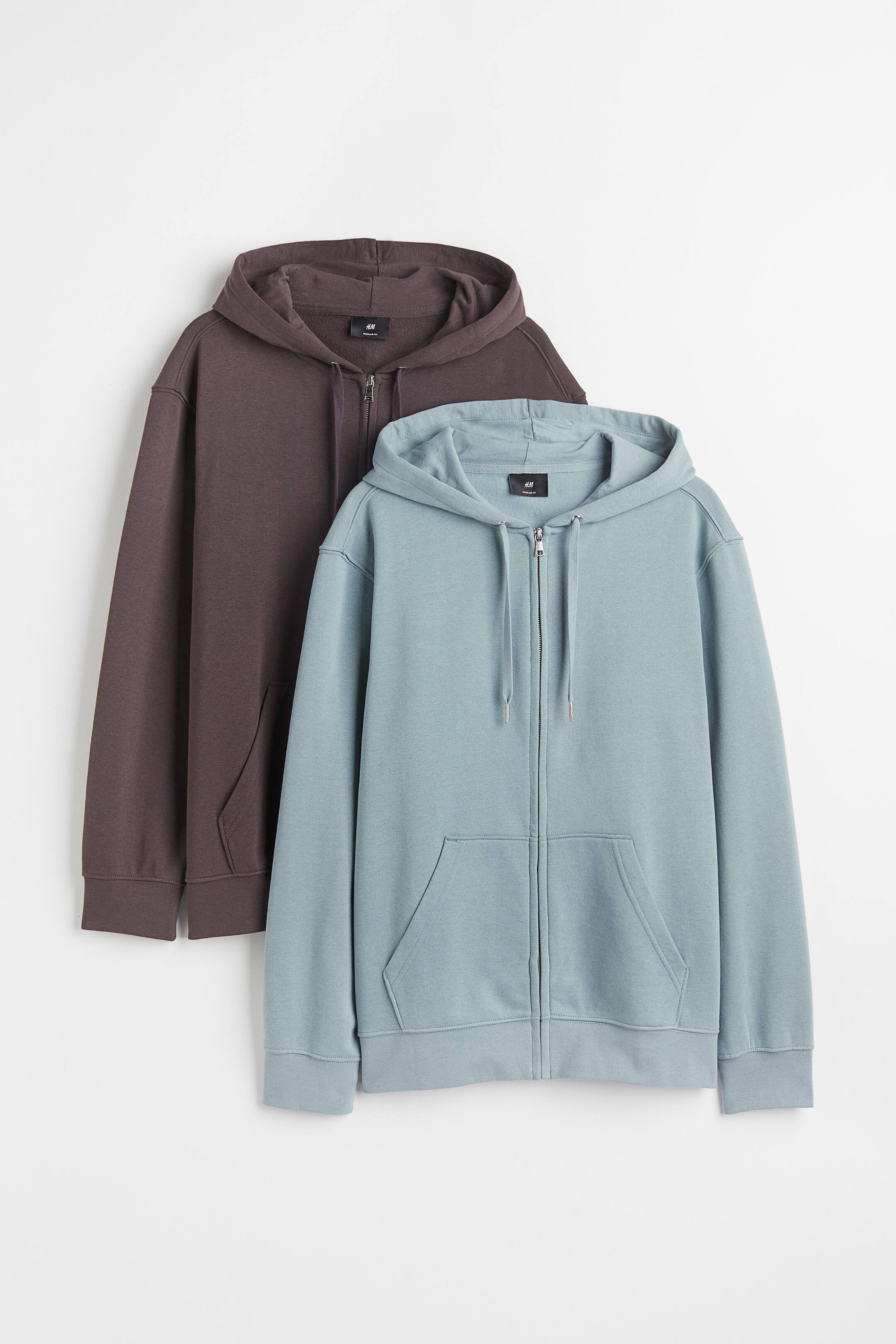 View larger image: 2-pack Regular Fit zip-through hoodies - Brown/Turquoise - Men | H&M 1