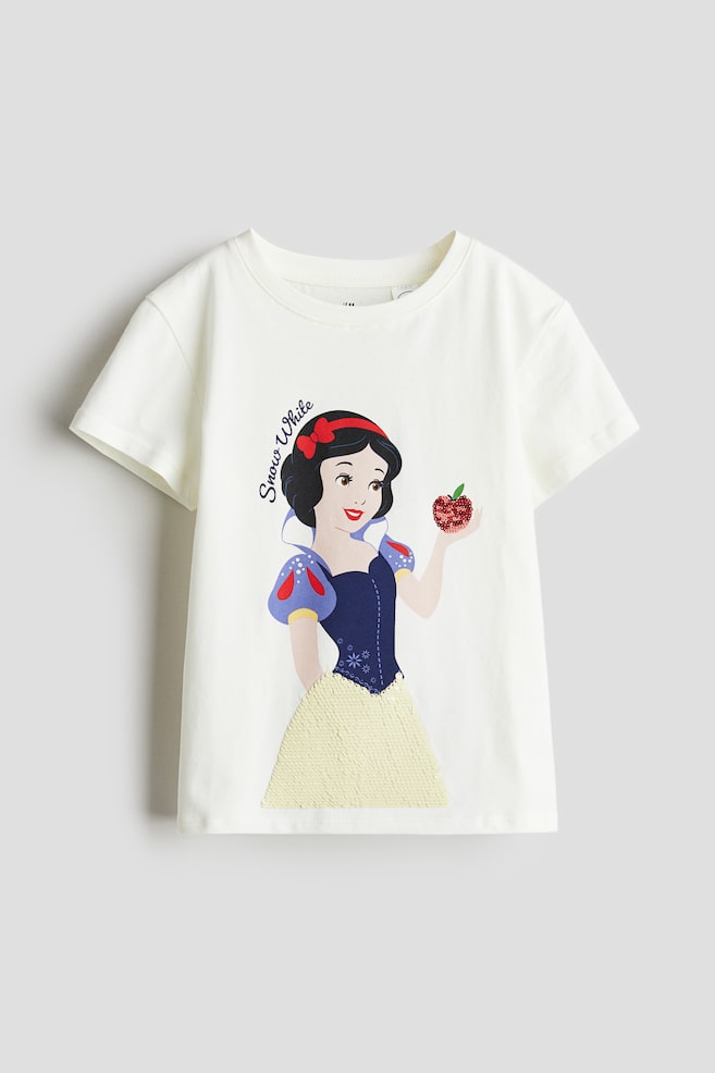 T-shirt con paillettes reversibili - Bianco/Biancaneve/Rosa chiaro/Frozen - 1