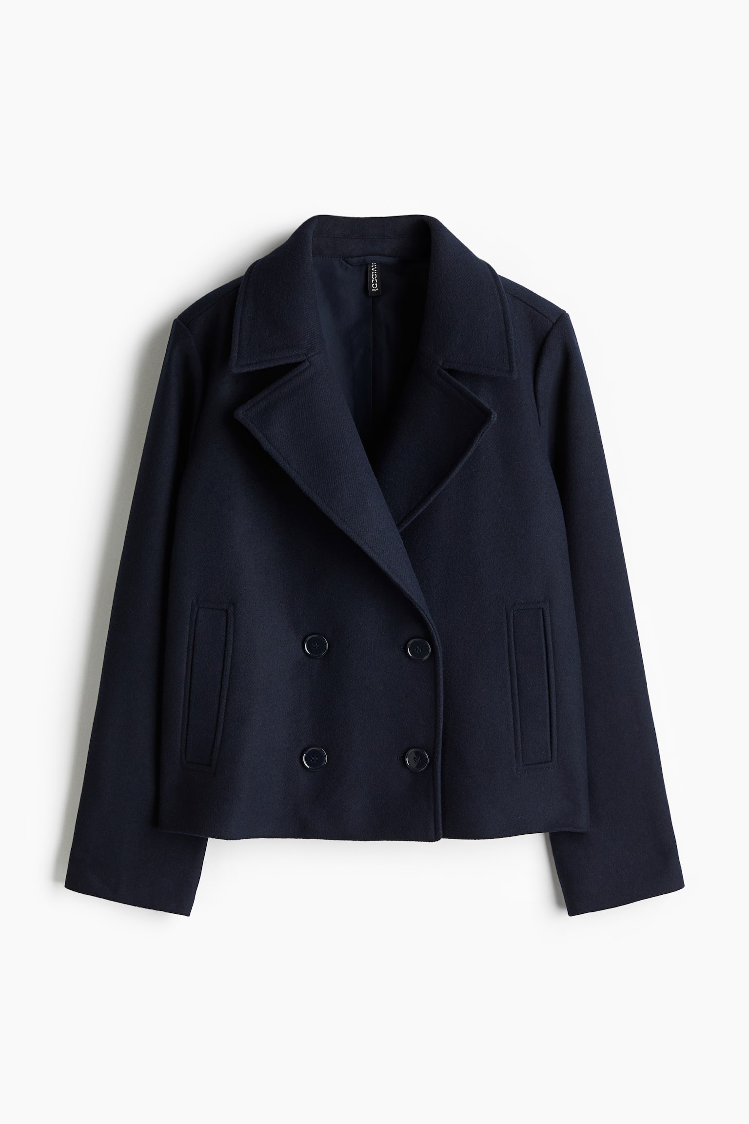 Short pea coat - Navy blue/Black/Greige marl - 2