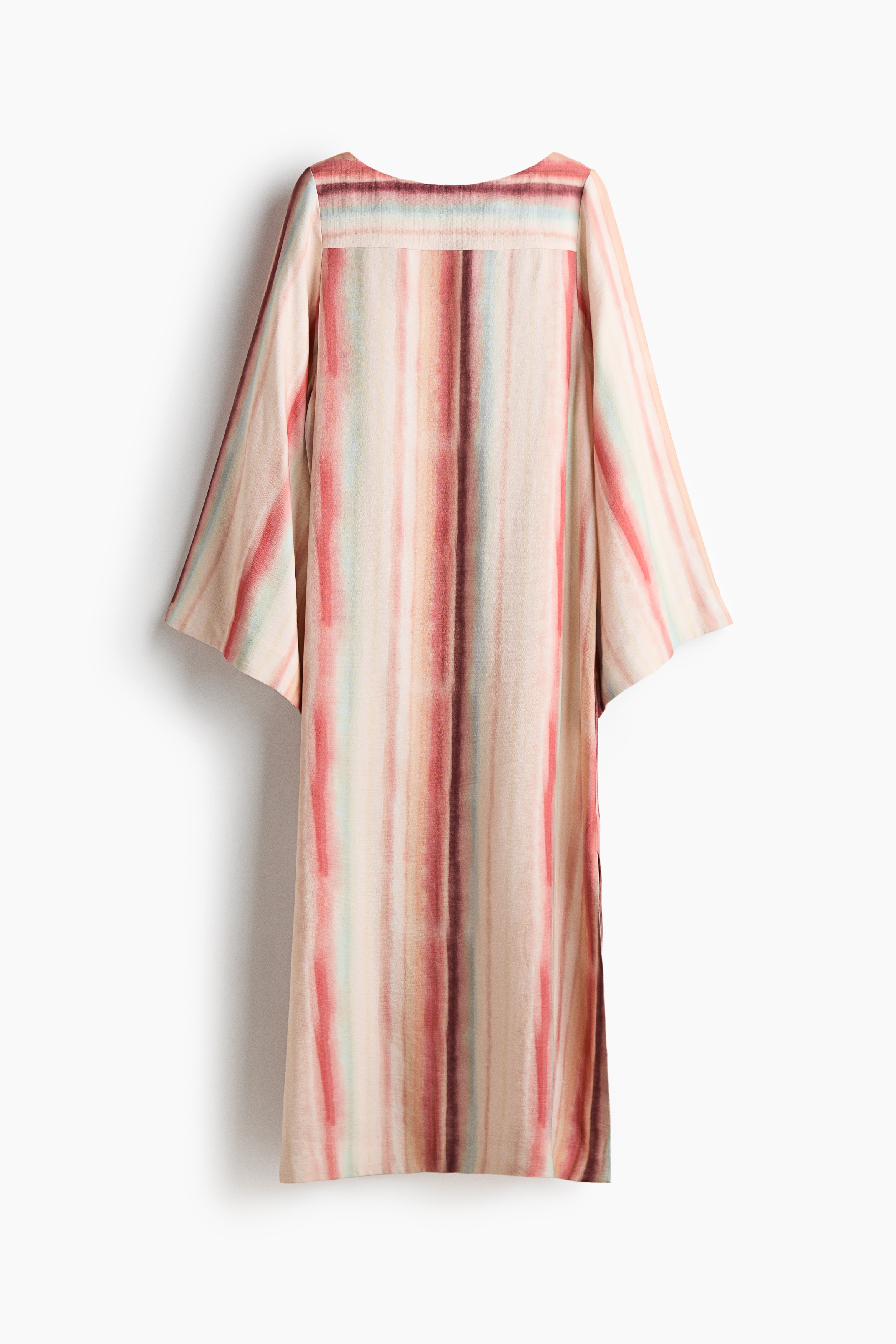 Viscose-blend kaftan dress - Peach pink/Striped