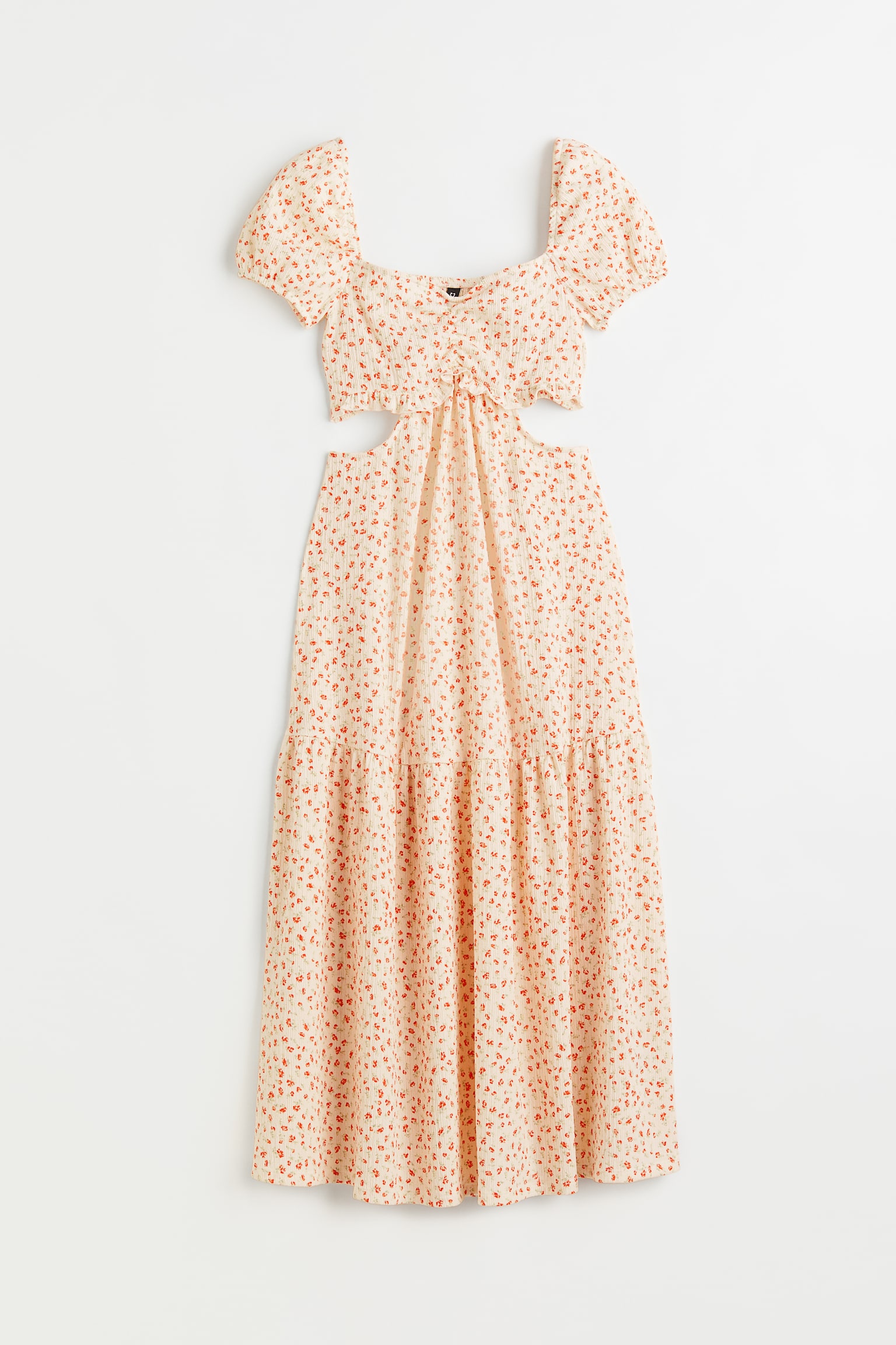 Robe froissée avec ouvertures - Crème/petites fleurs - 1