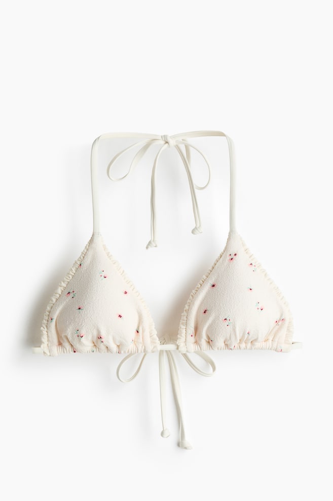 Padded Triangle Bikini Top - White/floral/White/polka dot - 1