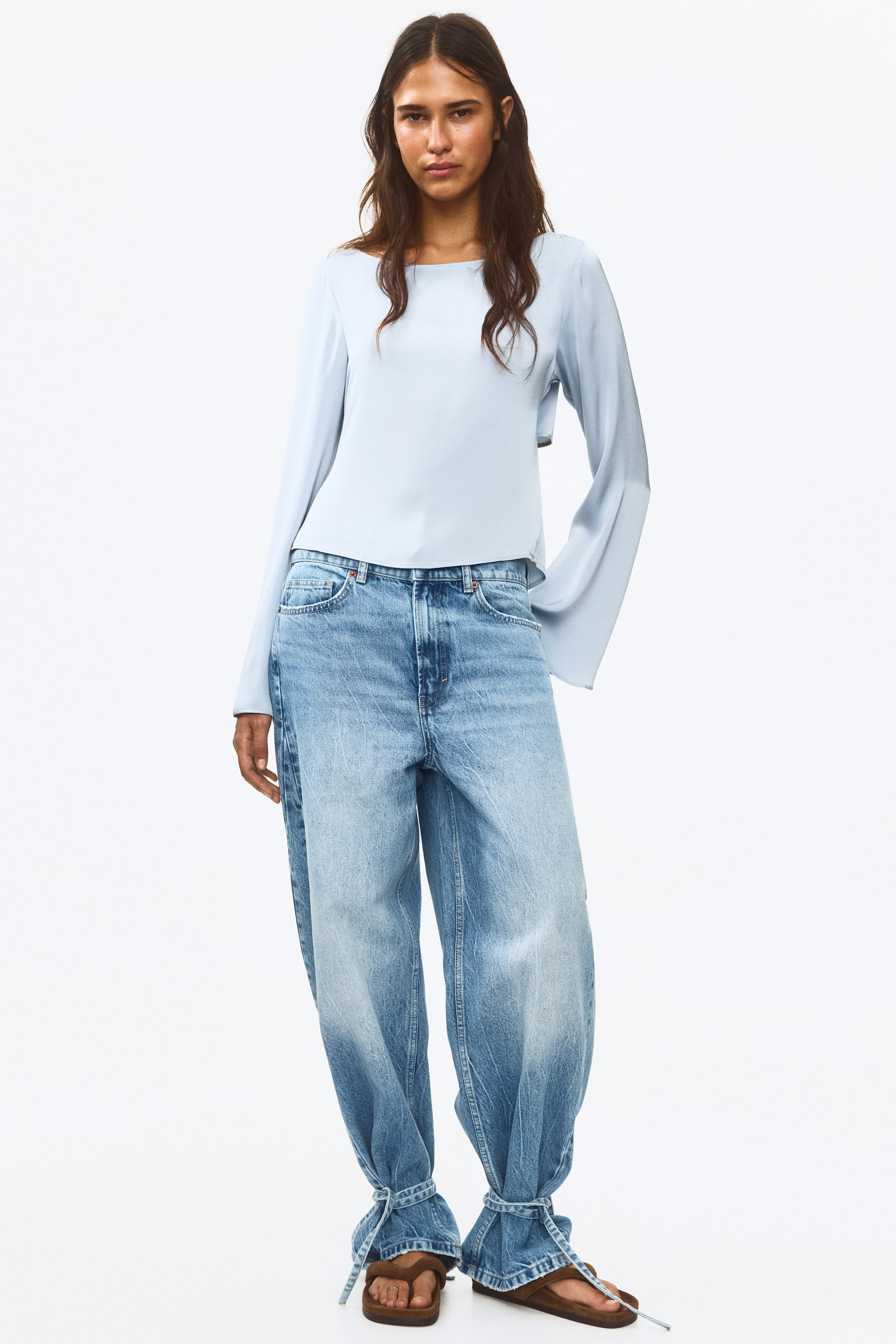 Женские блузки H&M Tie-Back Boat-Neck Blouse — фото 3