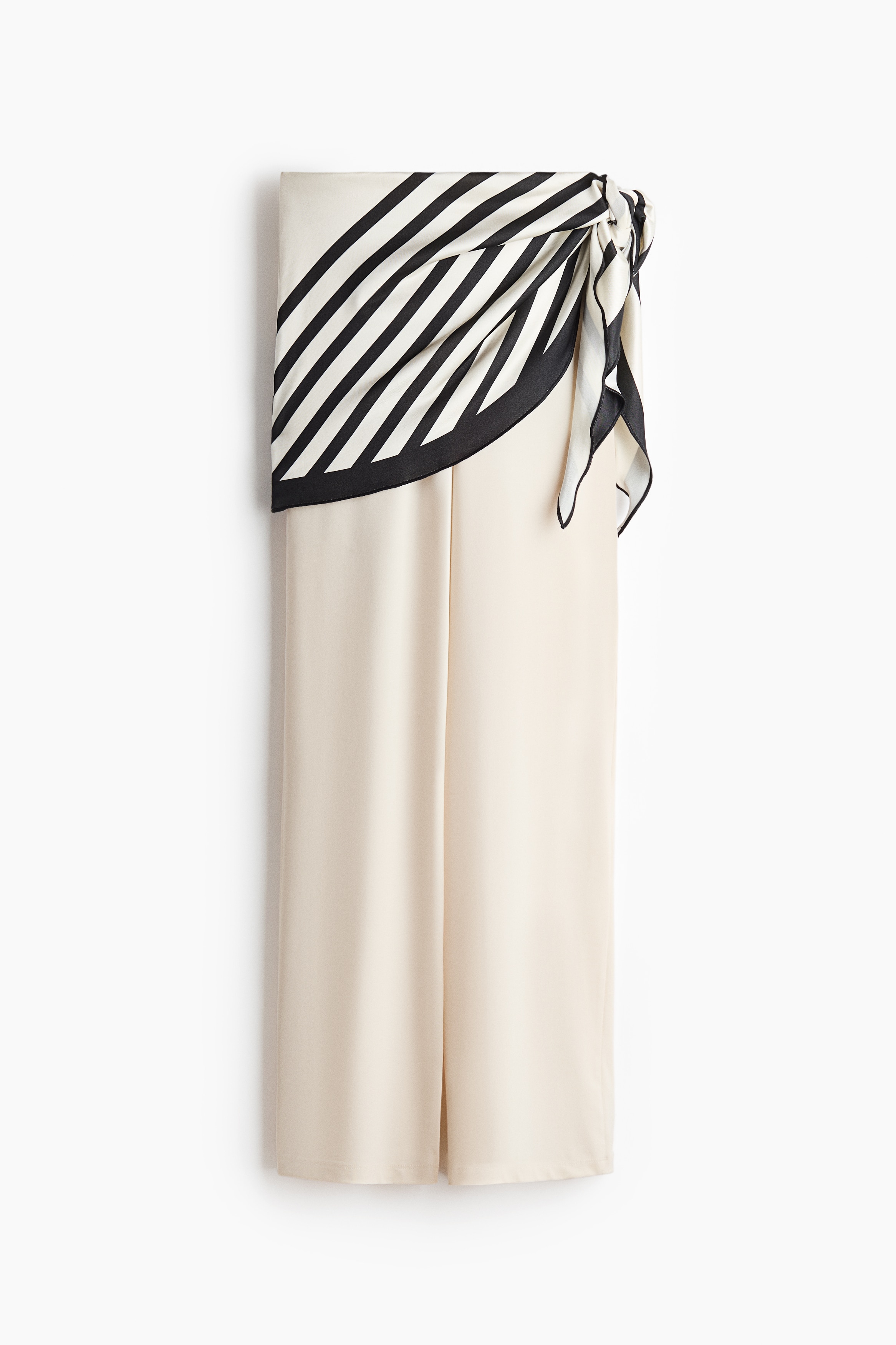 Jersey trousers with scarf - Cream/Black