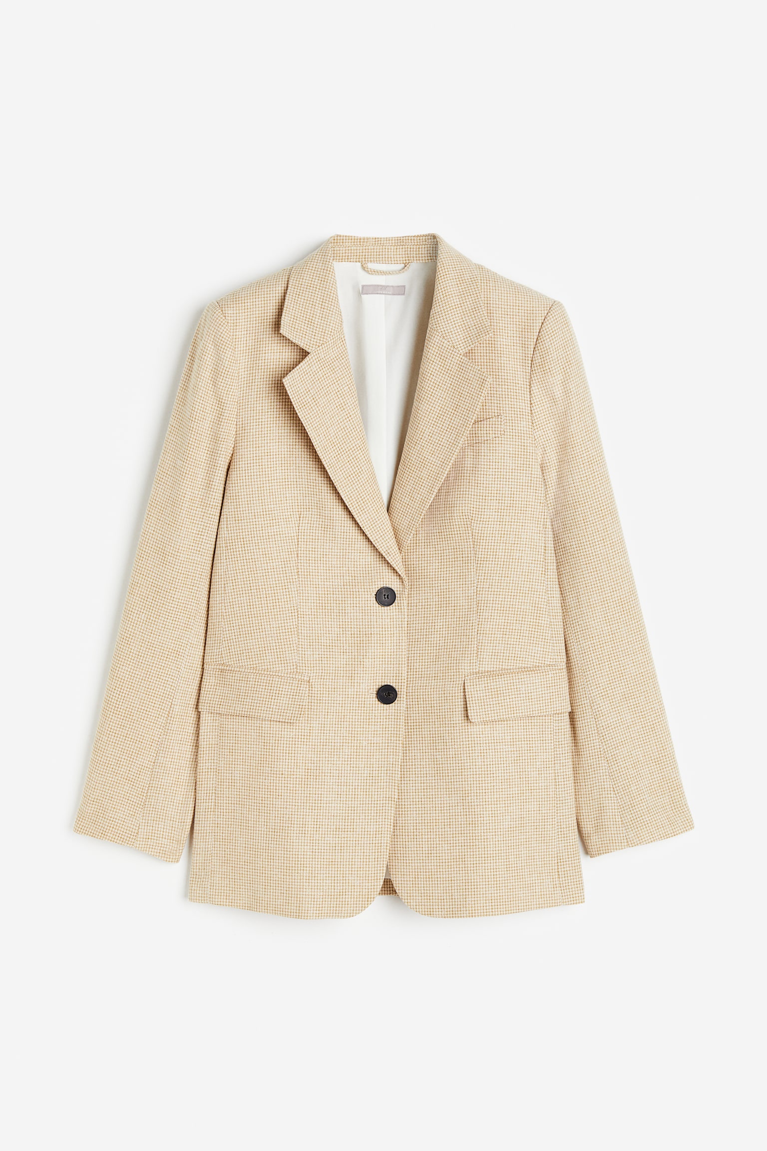 Linen-blend blazer - Beige/Checked - 1