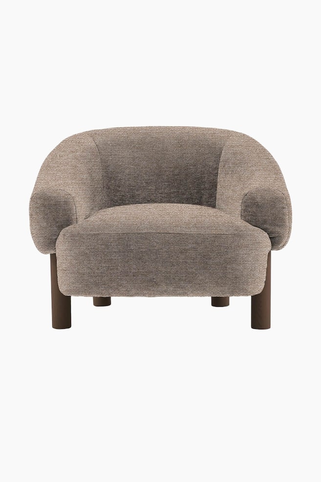 Wooden Leg Armchair - Ebony/Grey - 1