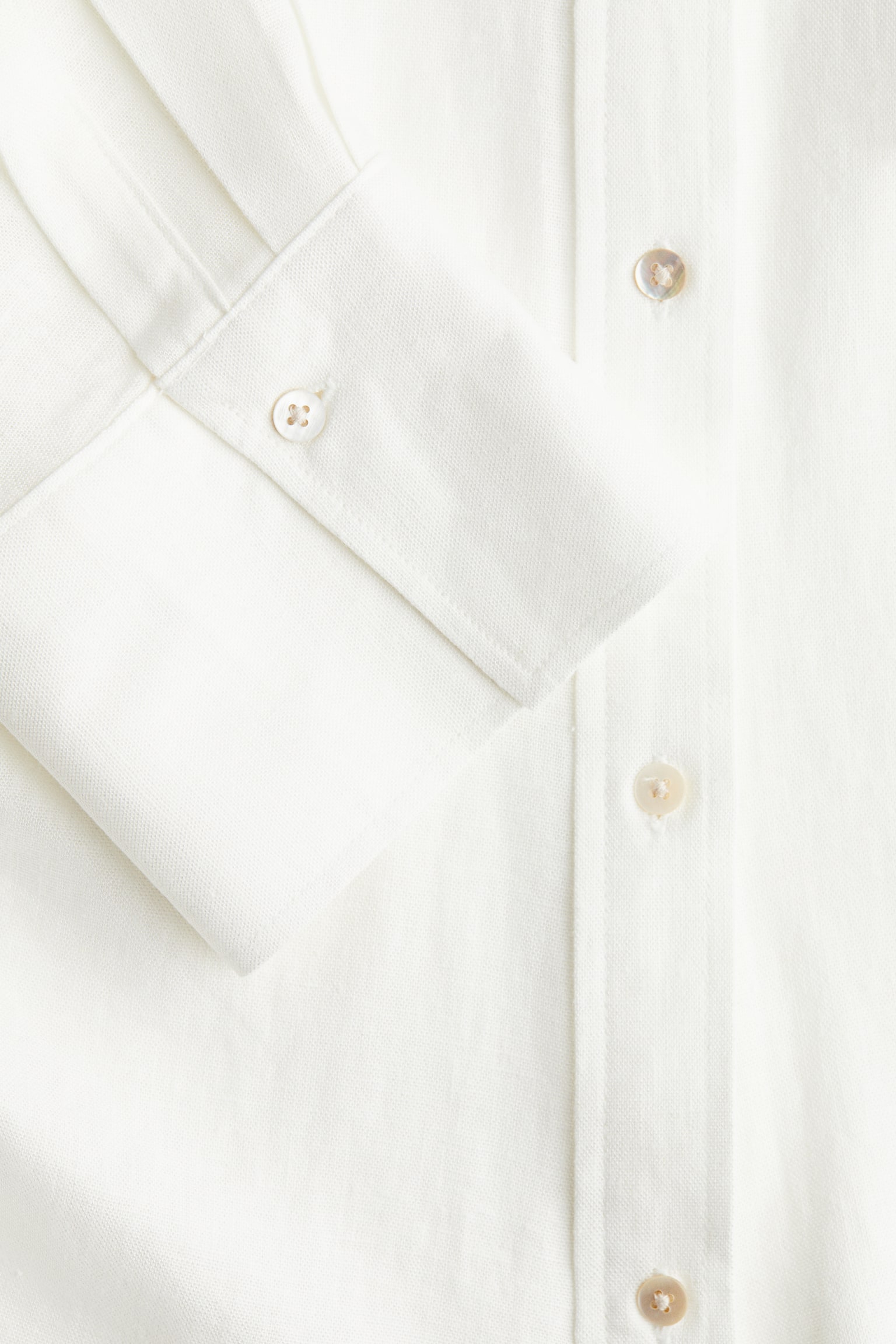 Женская рубашка H&M Gathered Linen-Blend, цвет: Белый — фото 2