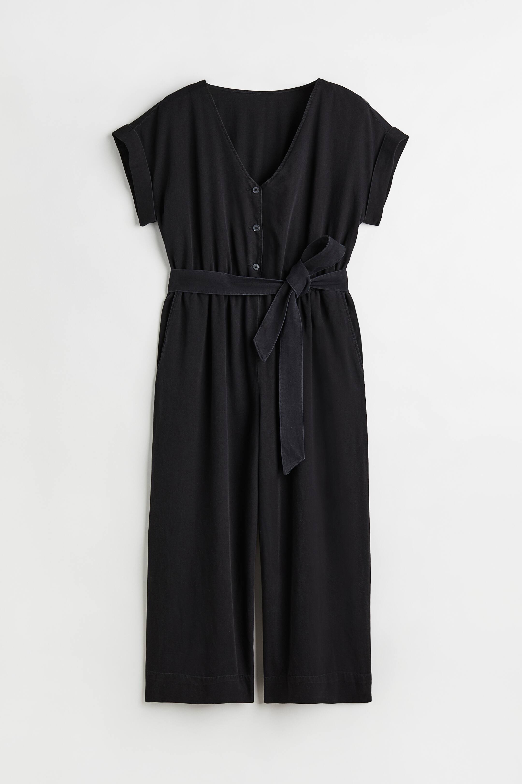 View larger image: H&M+ Denim V-neck jumpsuit - Black - Ladies | H&M 1