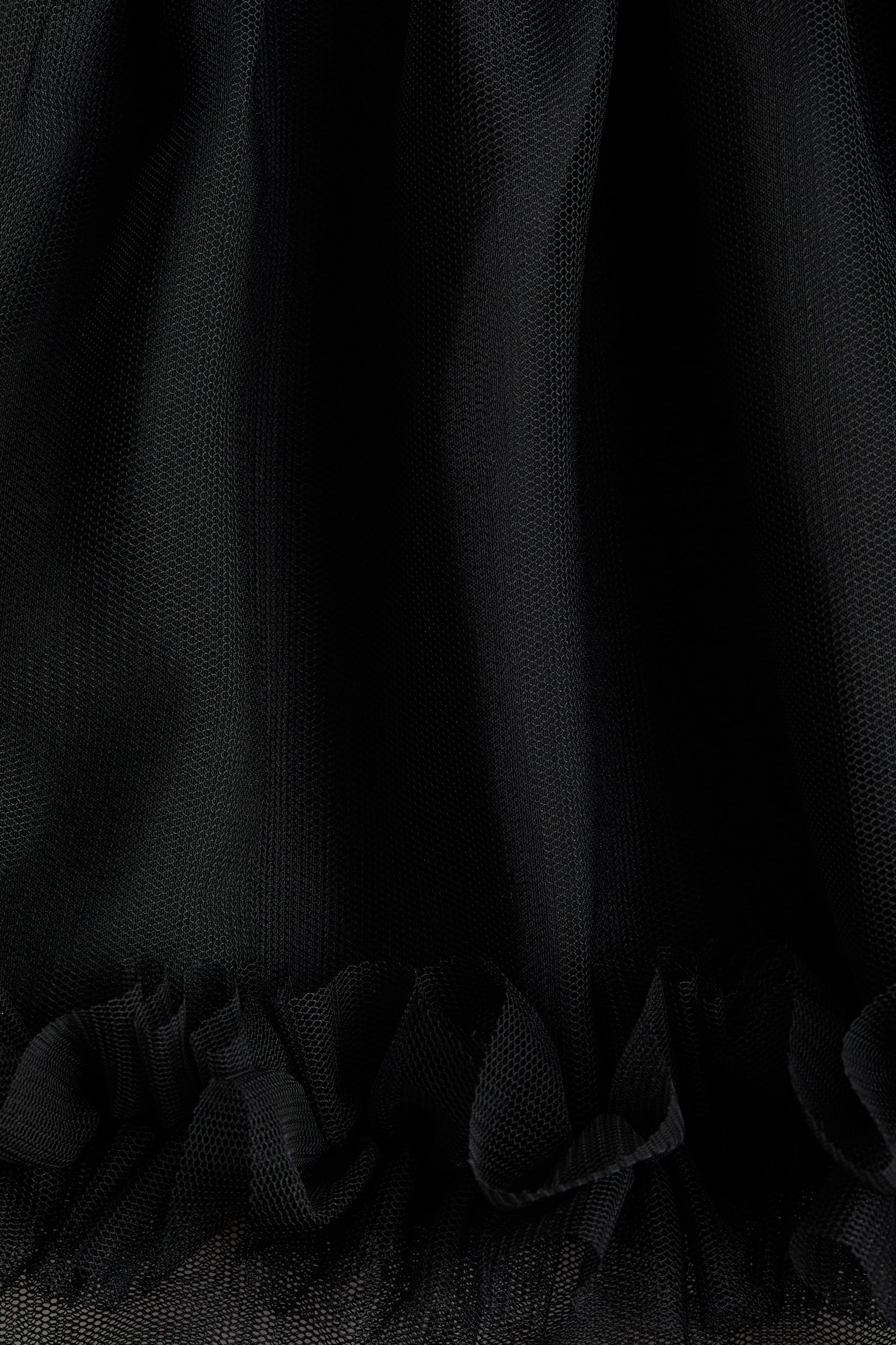 Chân váy vải tuyn viền diềm nhún - Màu đen - 5