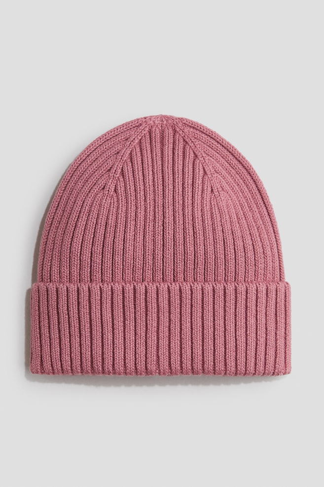 Rib-Knit Beanie - Dusty pink/Navy blue/Dark brown/Sage green/Dark red/Lime green - 1