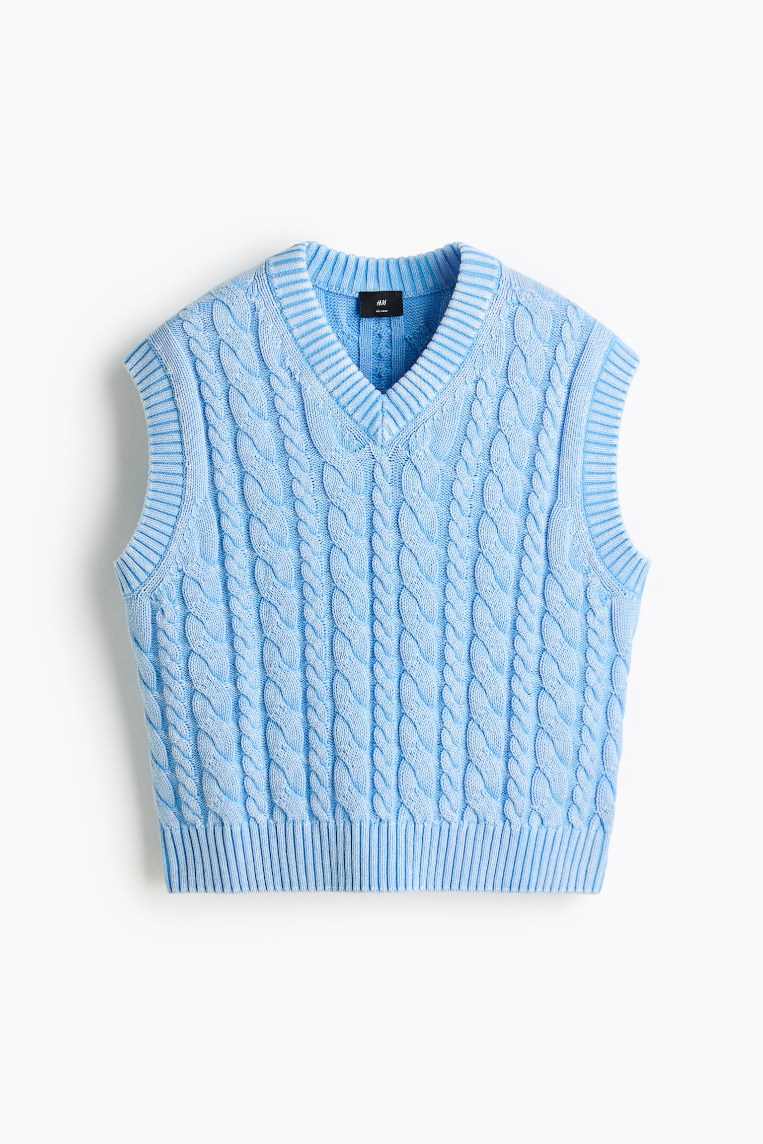 Relaxed-Fit Cotton Sweater Vest - Light dusty blue/Navy blue/Cream - 1