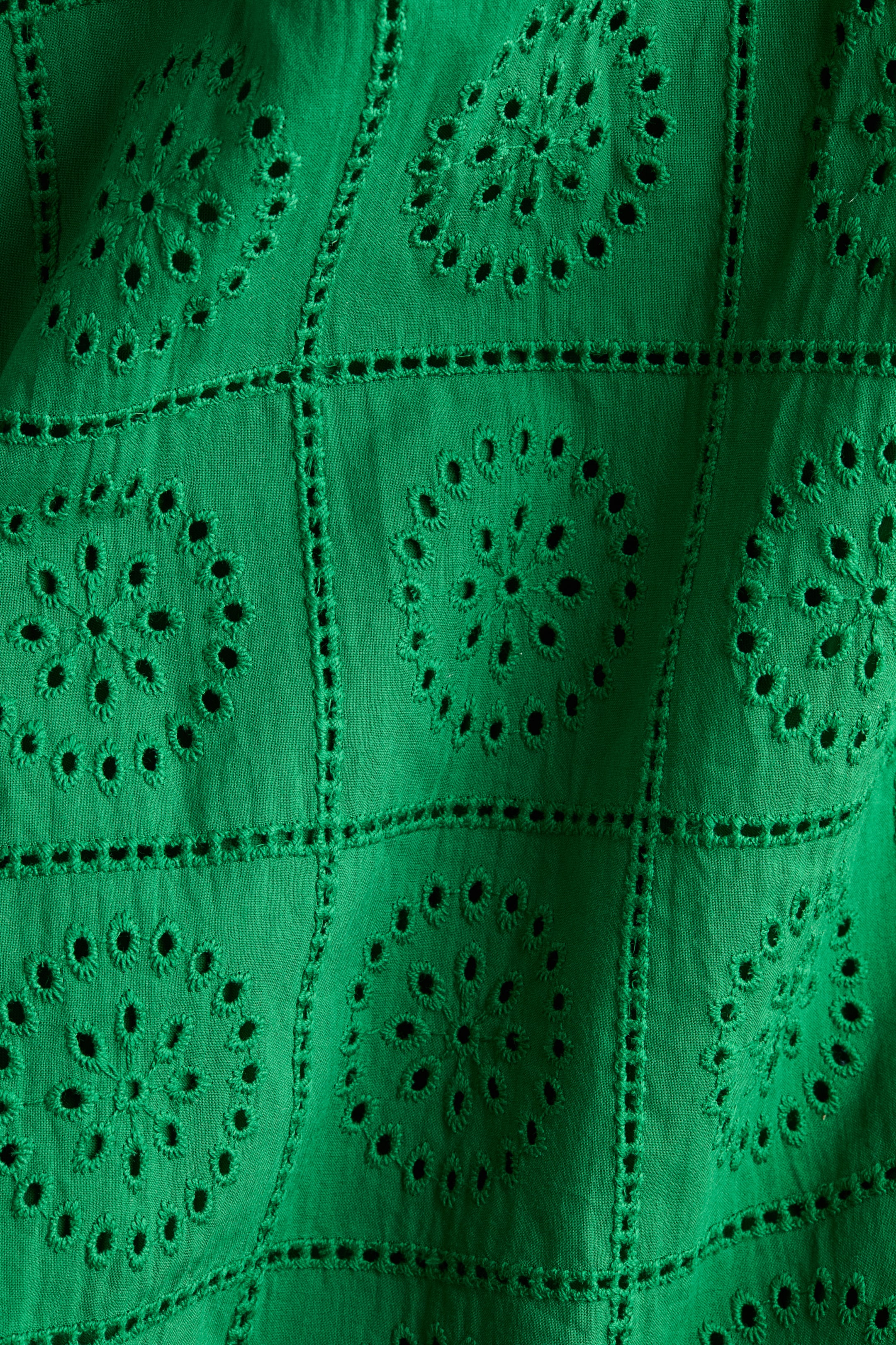 Eyelet-Embroidered Tie-Shoulder-Strap Dress