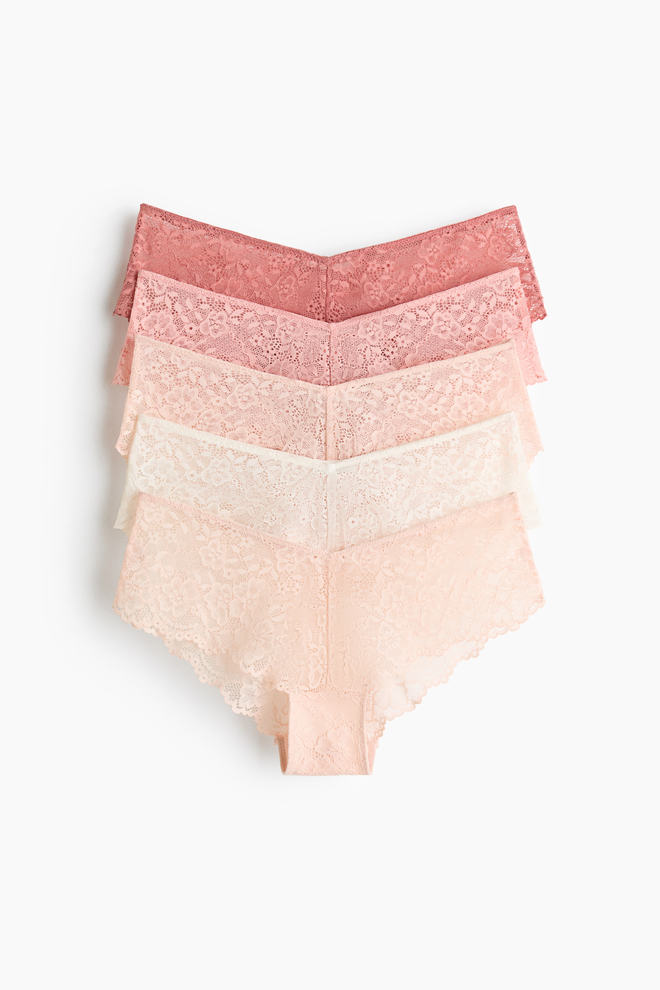 Agrandir l'image: Lot de 5 culottes Hipster en dentelle - Rose clair/rose - FEMME | H&M BE 1