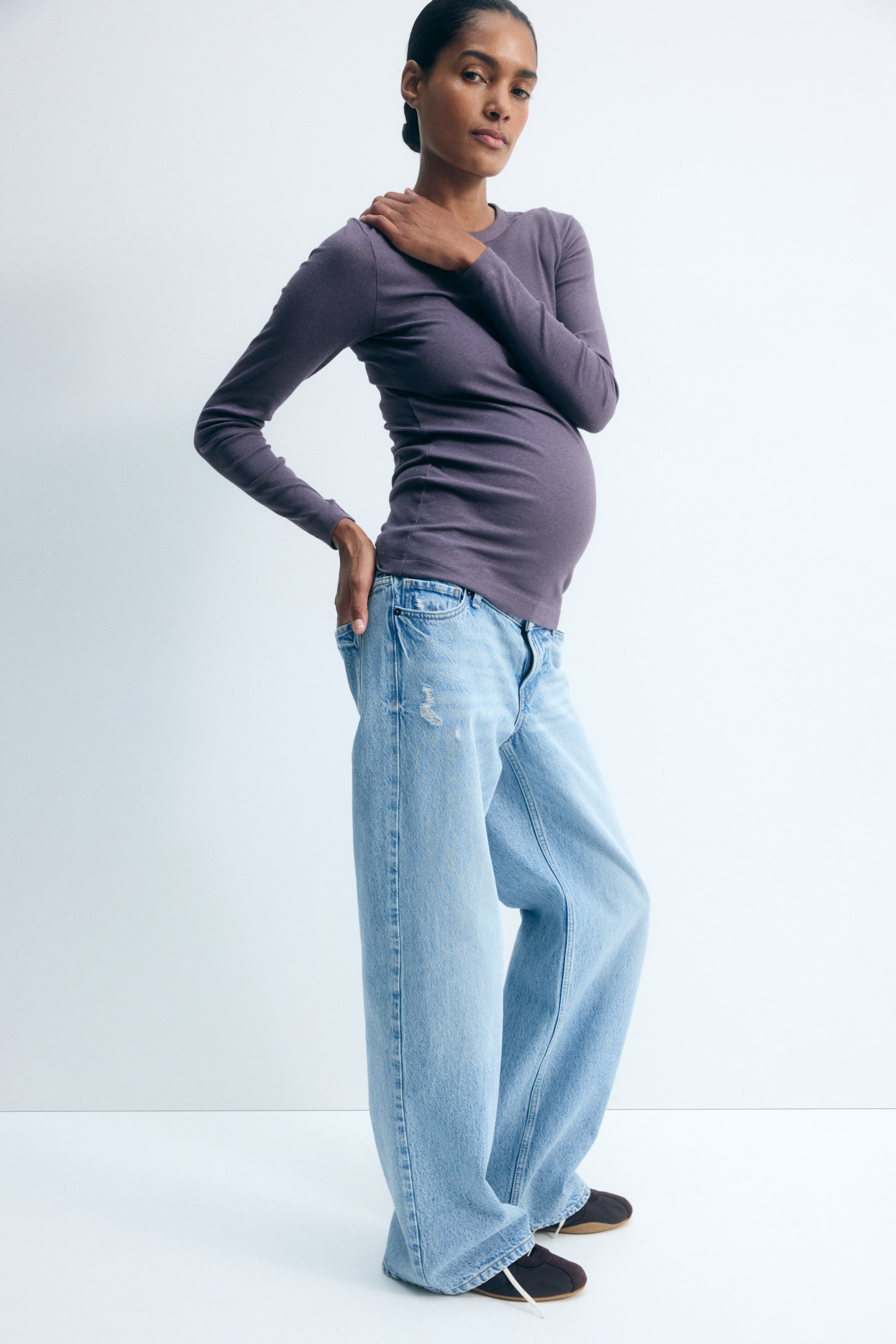 MAMA Ribbed Jersey Top