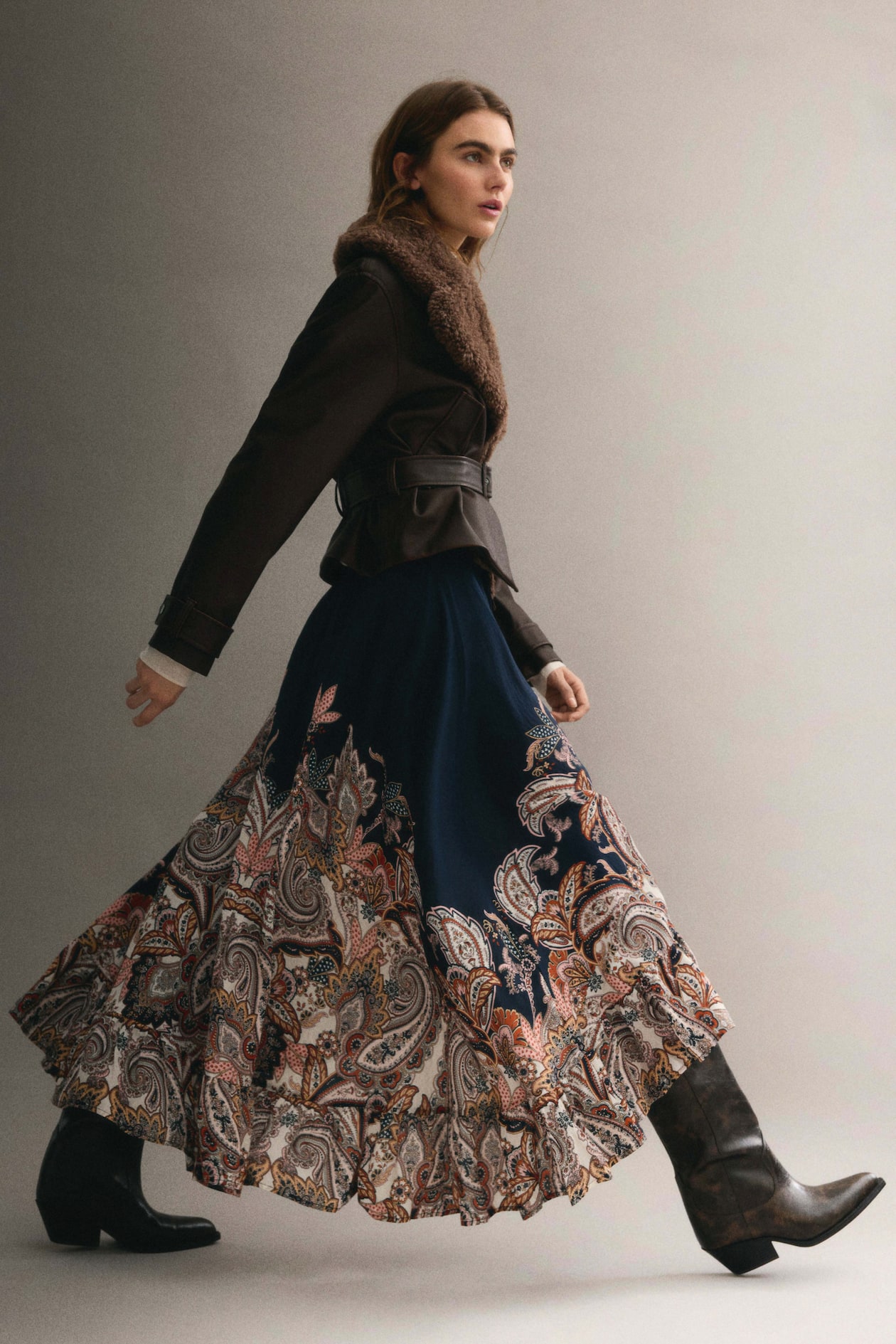 Ruffle-Trimmed Maxi Skirt