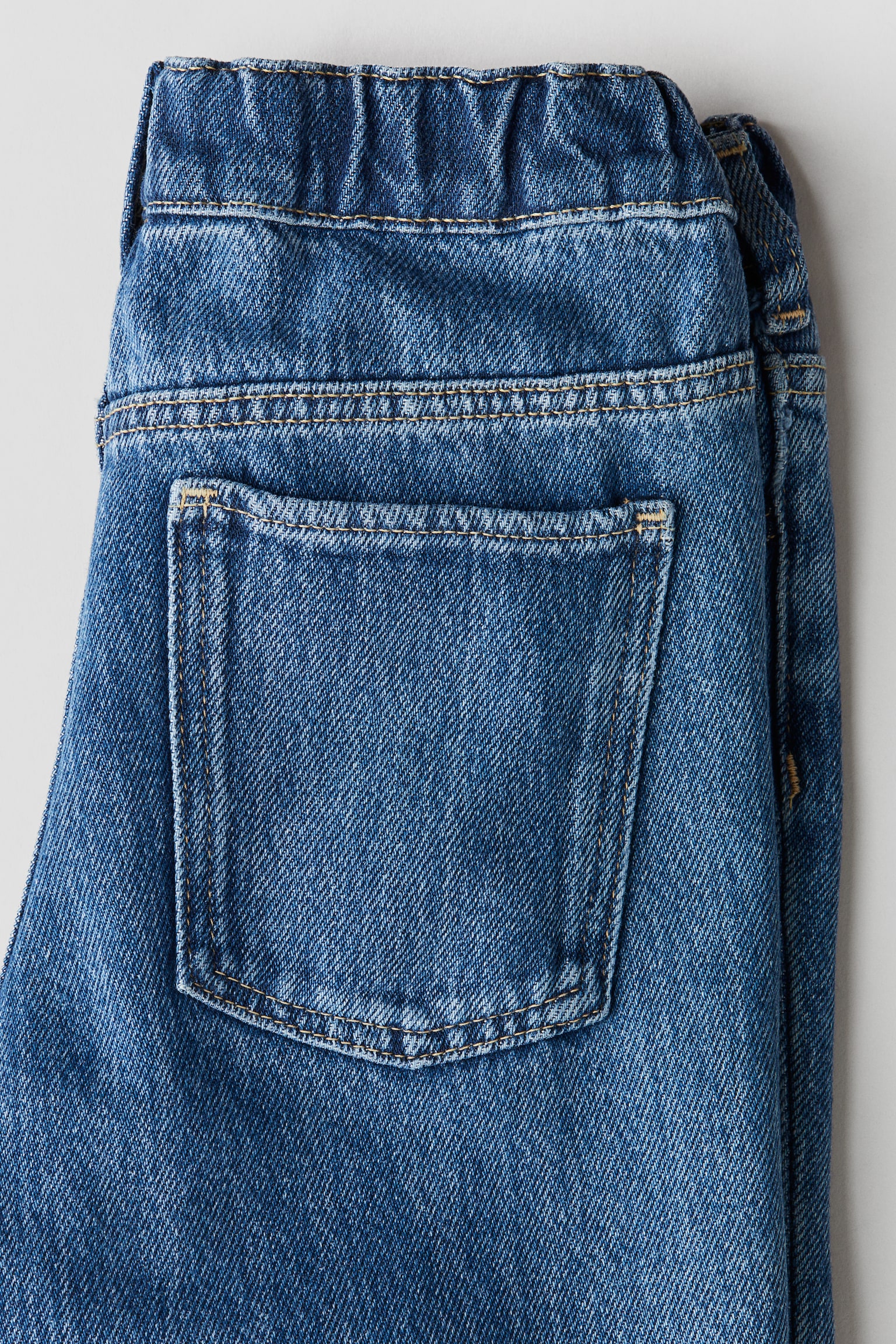 Tapered cotton-blend jeans - Denim blue/Cream/Dark grey - 4