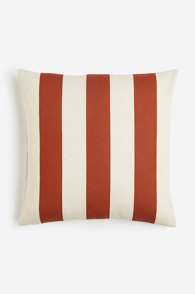 Striped linen-blend cushion cover - Dark orange/White/Bright blue/White/Dark grey/White - 1