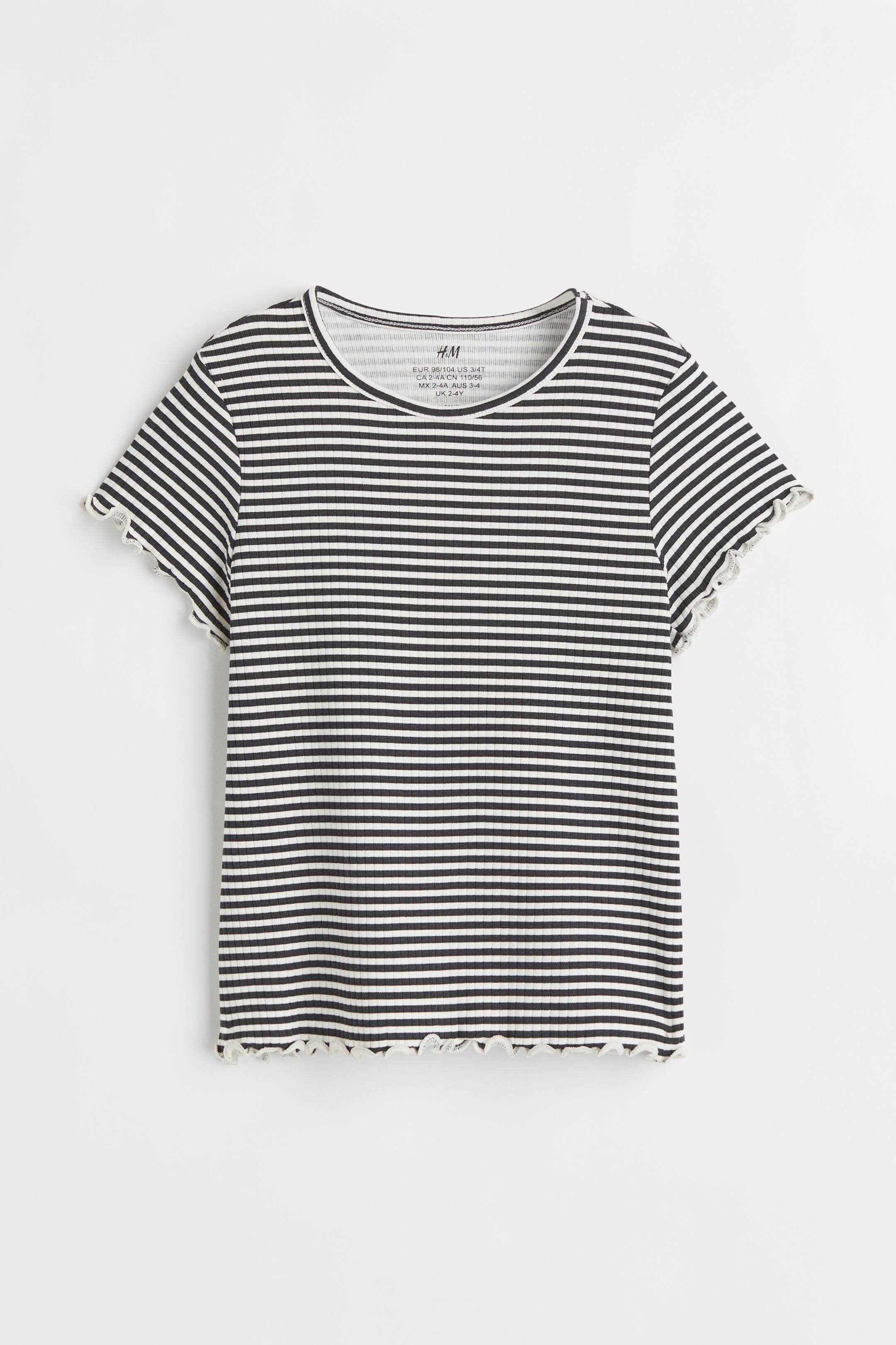 Xem ảnh lớn hơn: Áo cotton jersey gân nổi - Màu xám đậm/Kẻ - Kids | H&M VN 1