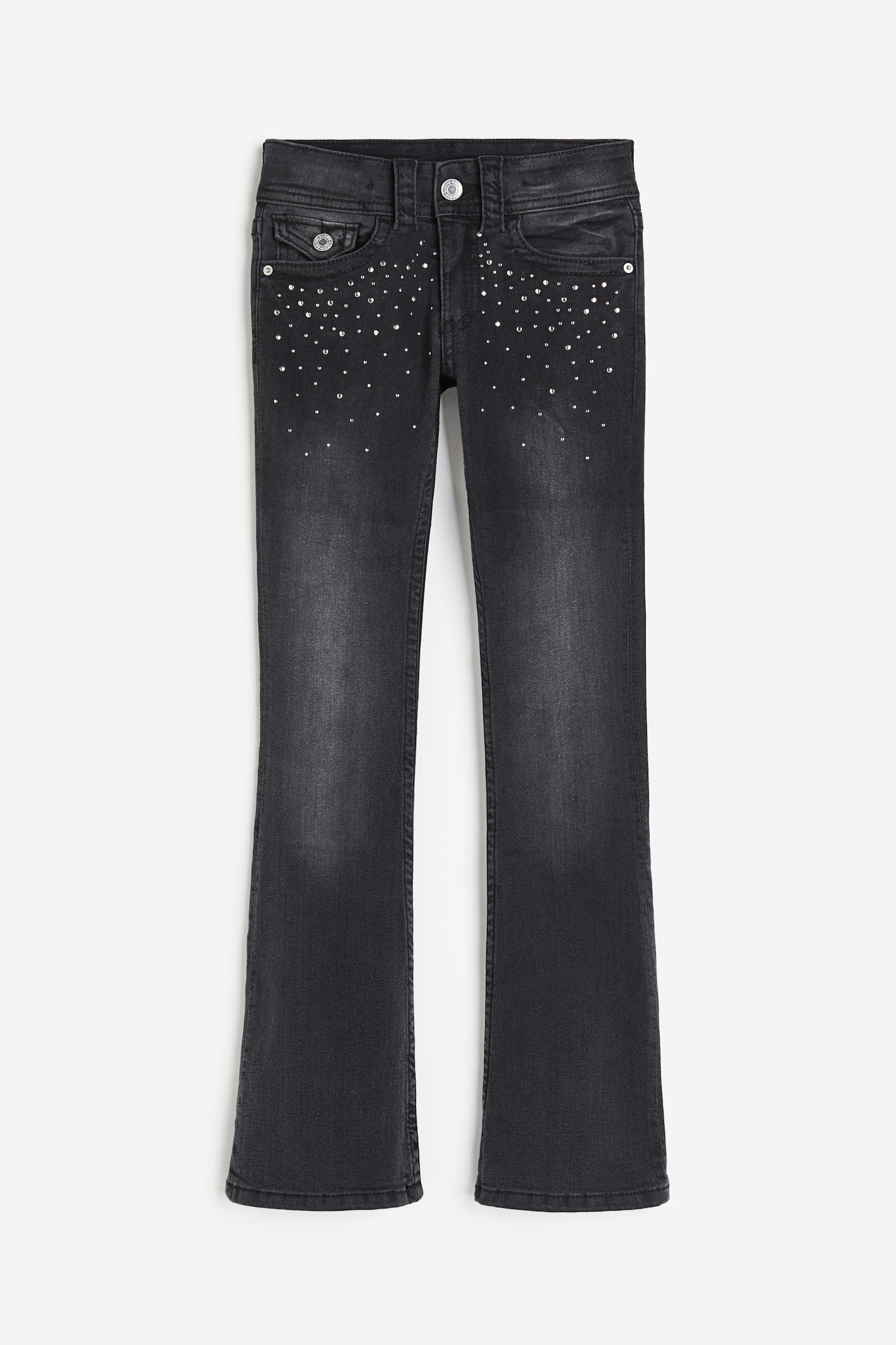 Flared Leg Low Jeans - Dark grey/Studs - 1