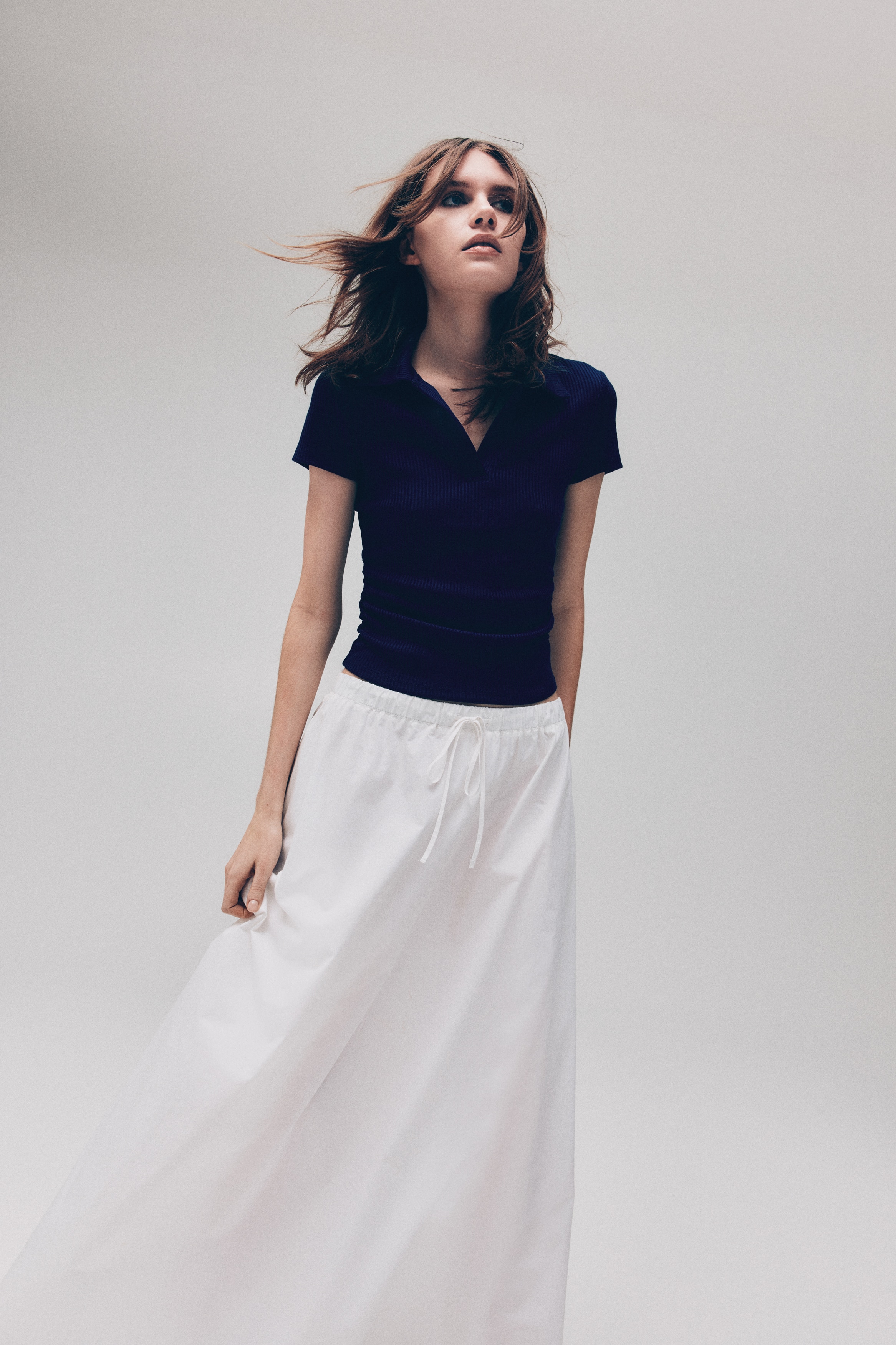 Ribbed collared top