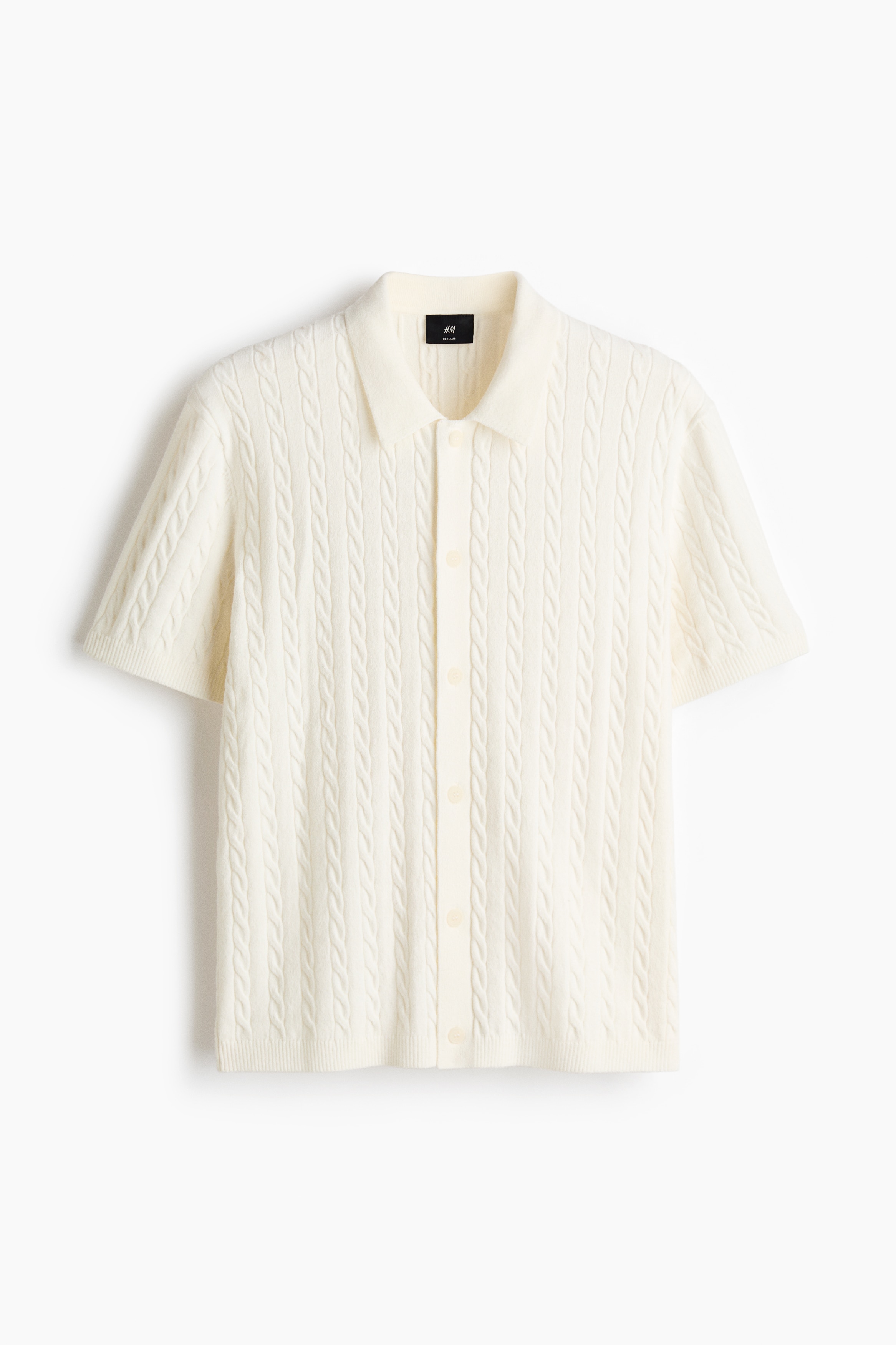 Regular Fit Cable-knit shirt - White/Navy blue
