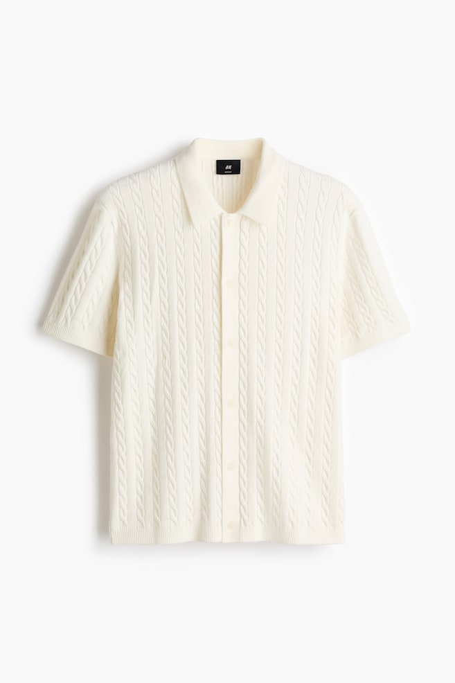 Regular Fit Cable-knit shirt - White/Grey/Navy blue - 1