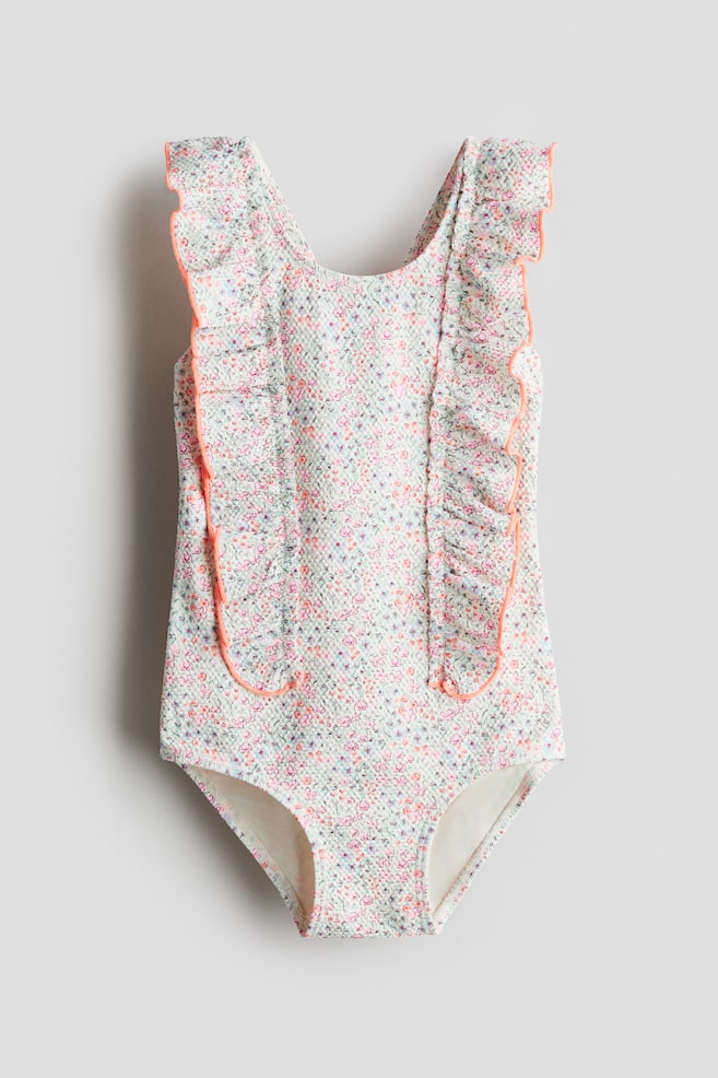 Maillot de bain volanté - Rose/fleuri - 1