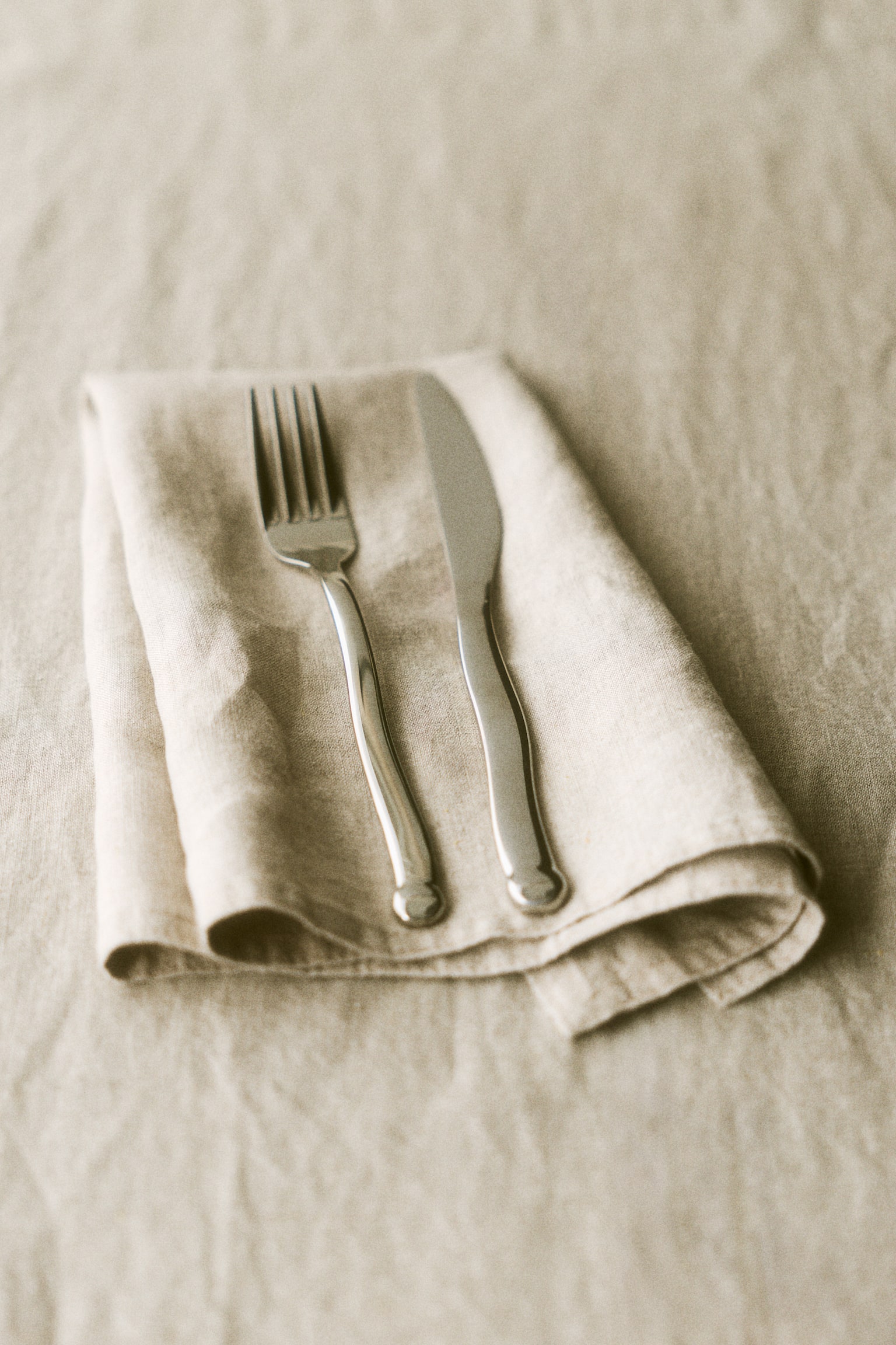 2er-Pack Leinenservietten - Beige/Weiß - 1