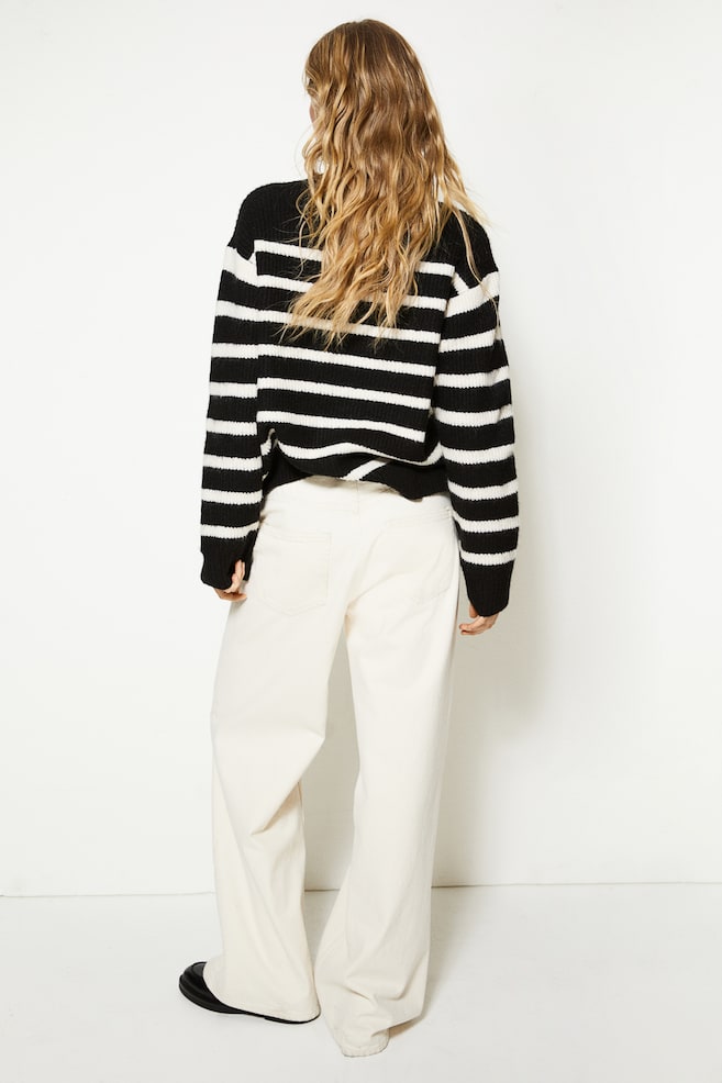 Rib-knit jumper - Black/Striped/Light beige marl/Cream/Striped/Light beige/Striped/dc/dc/dc/dc/dc - 7