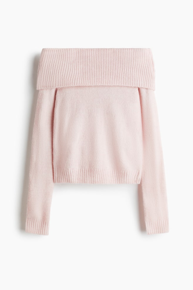 Pullover a spalle scoperte - Rosa chiaro/Azzurro/Bianco/Grigio scuro mélange - 1
