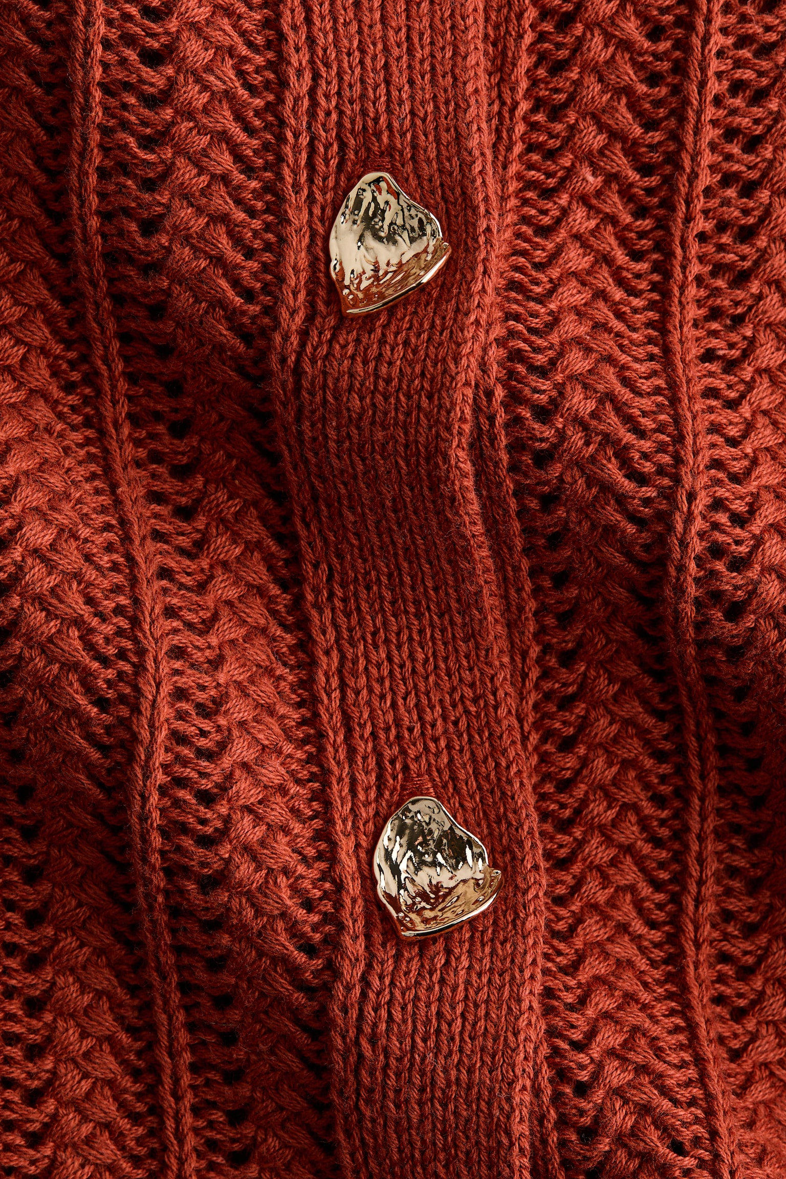 Cárdigan con apariencia de crochet - Anaranjado oscuro/Crema - 3