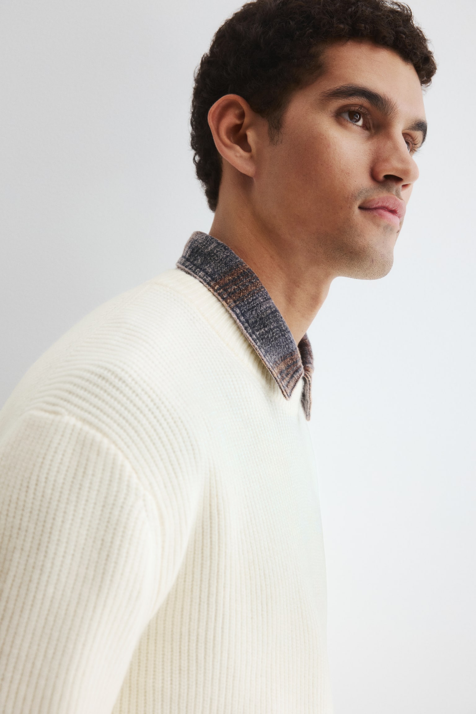 Gerippter Pullover in Loose Fit - Weiß/Marineblau/Dunkelgrün - 6