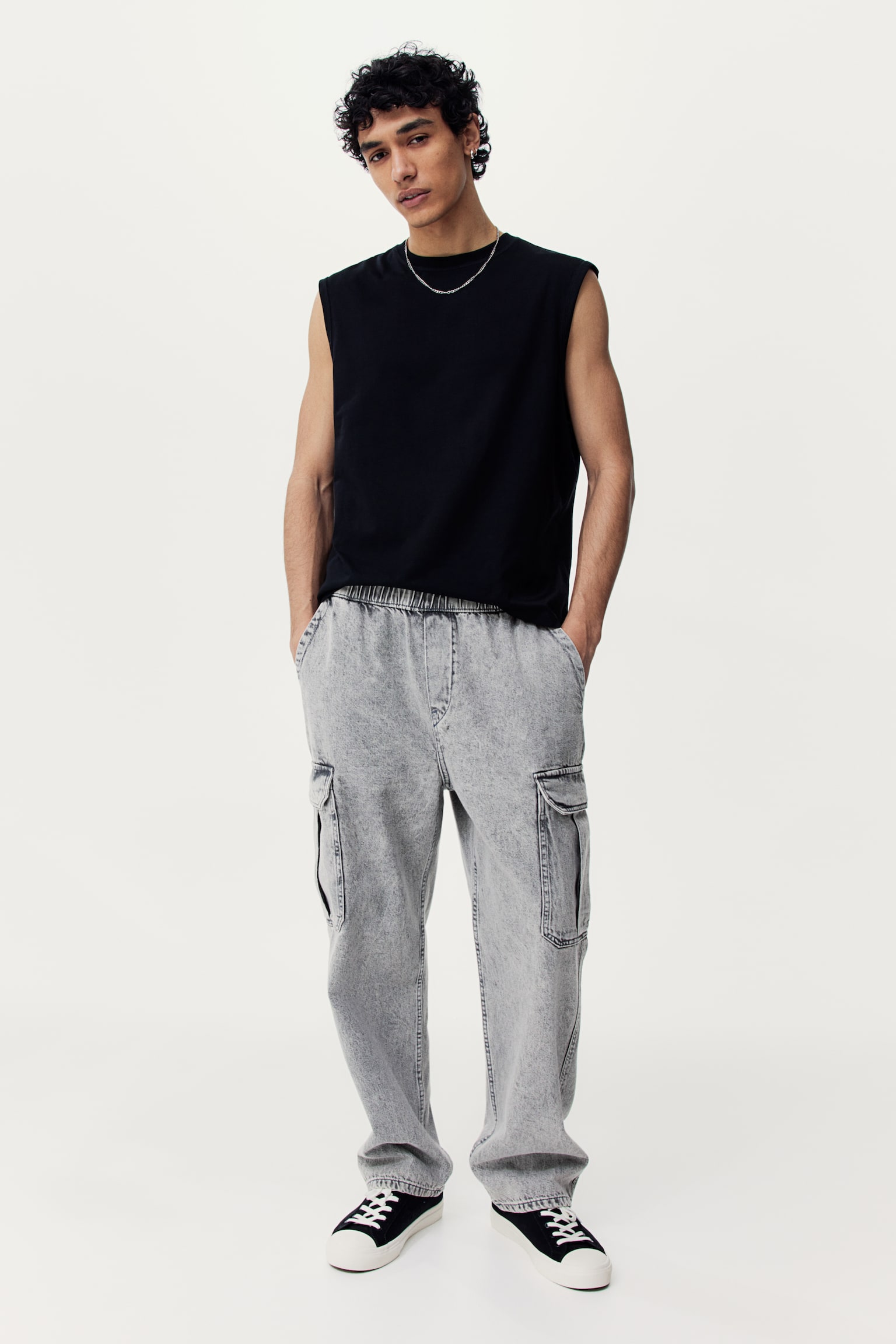 Loose Cargo Denim Joggers - Light denim grey/Black/Light denim blue/Navy blue - 1