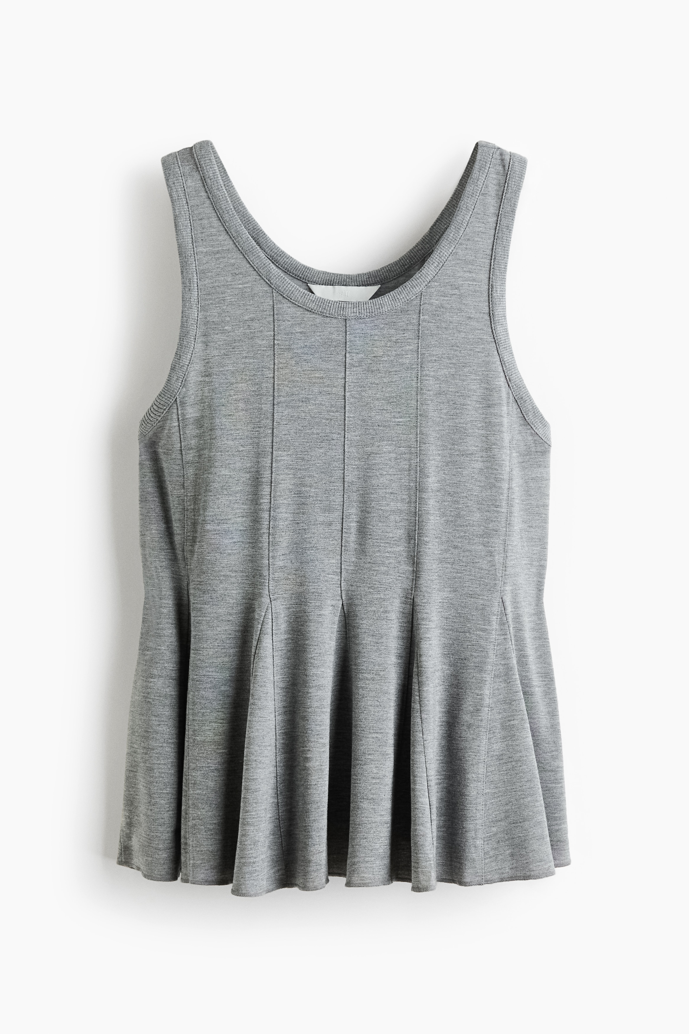 Top with Godet Pleats - Gray melange/Black