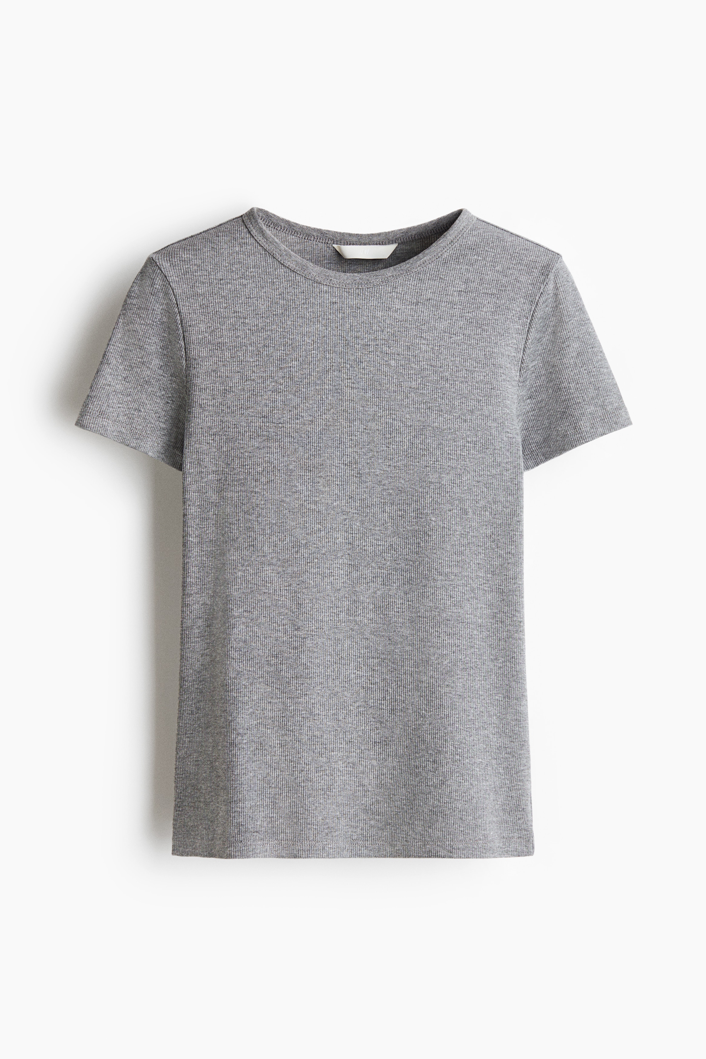 T-shirt côtelé - Gris chiné/Beige clair/Taupe foncé/Blanc/Noir/Bleu marine/Rouge foncé