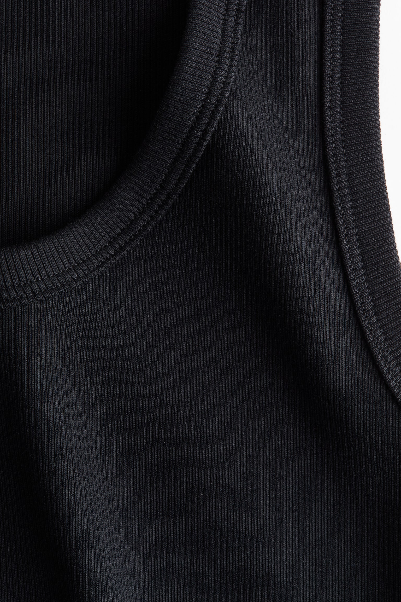 Женский топ H&M Ribbed Tank Top, цвет: Чёрный — фото 6
