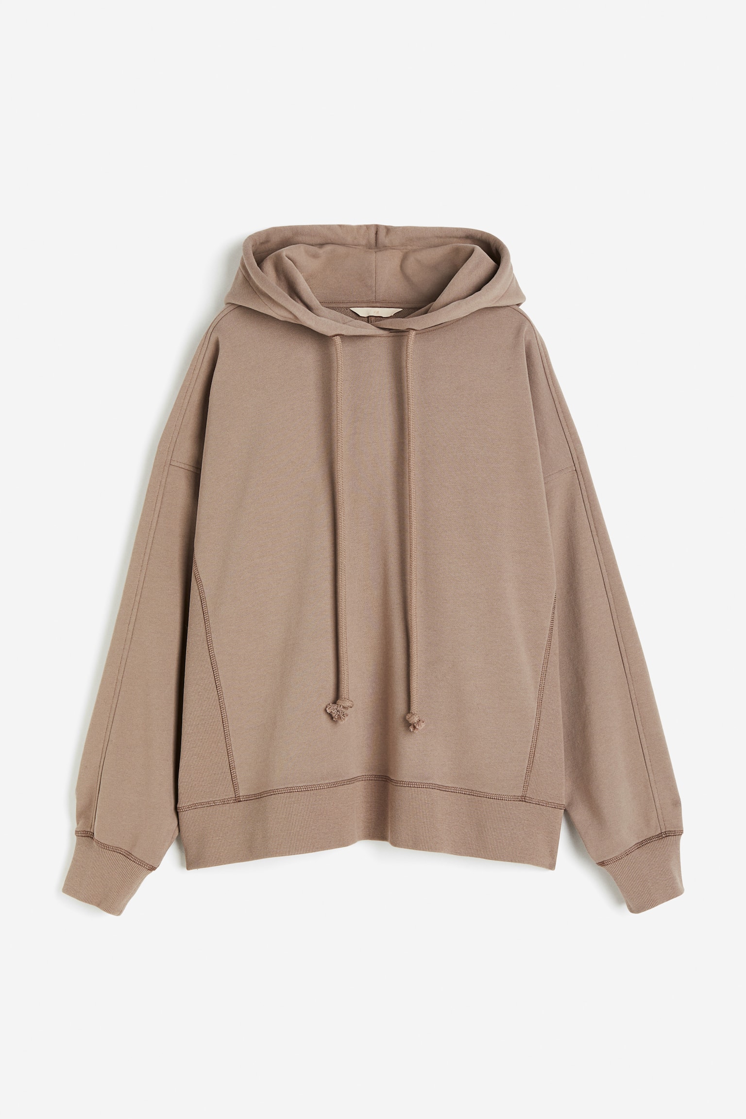 Oversized cotton hoodie - Beige/Black - 1