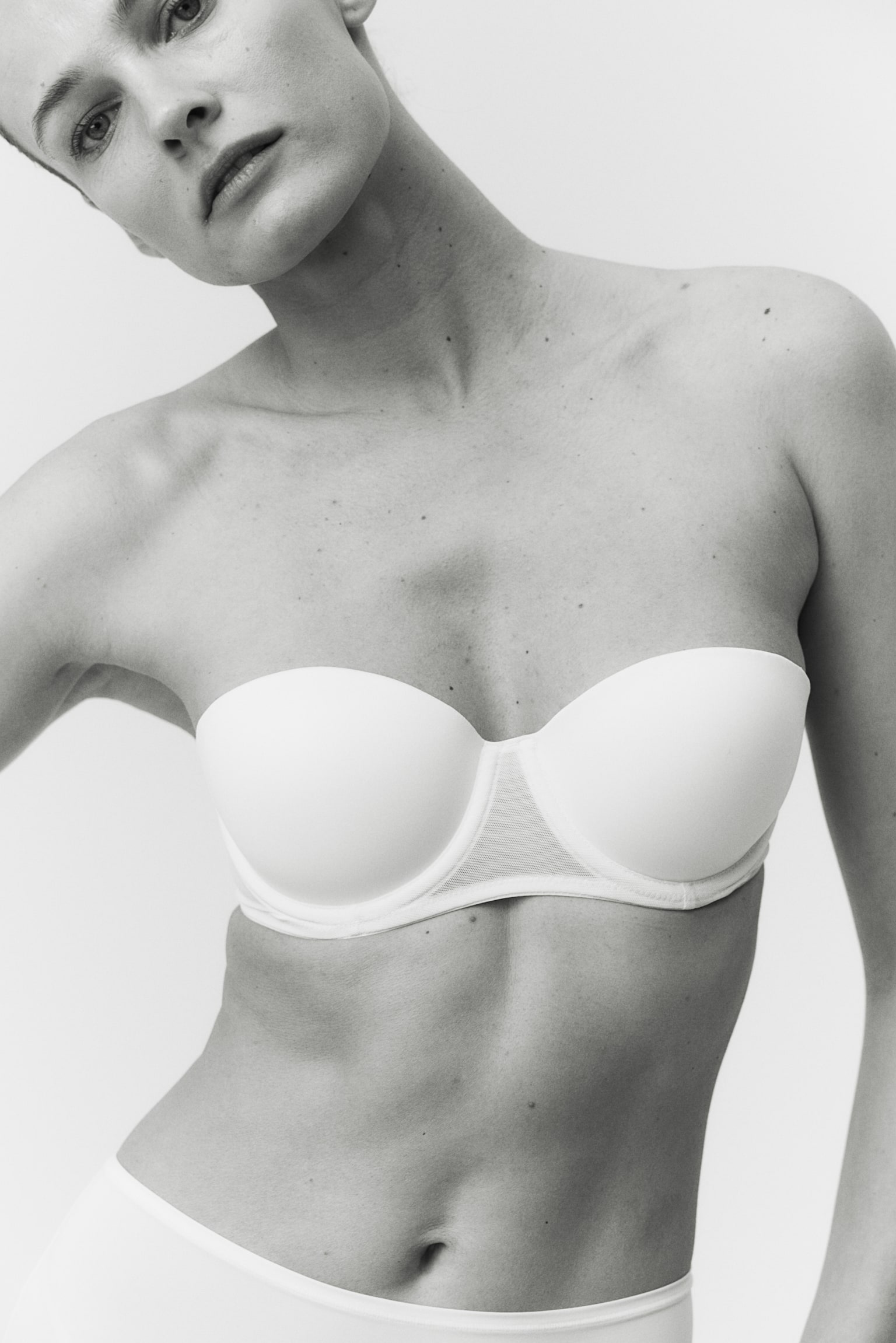 Padded Microfibre Balconette Bra - White/Black/Beige - 4