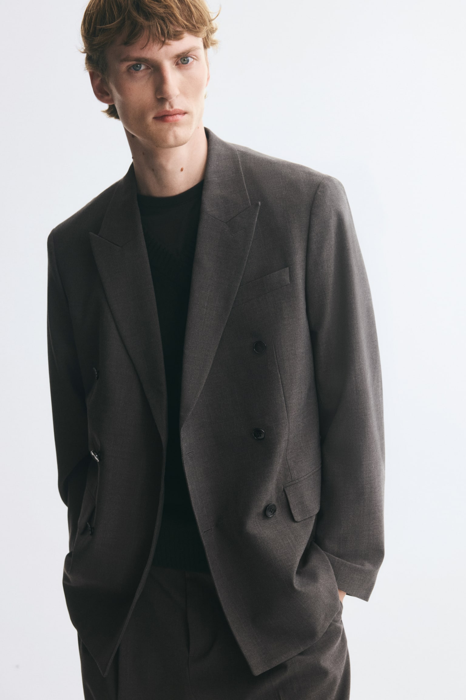 Мужская куртка H&M Relaxed-Fit Double-Breasted, цвет: Тёмный коричневый — фото 4
