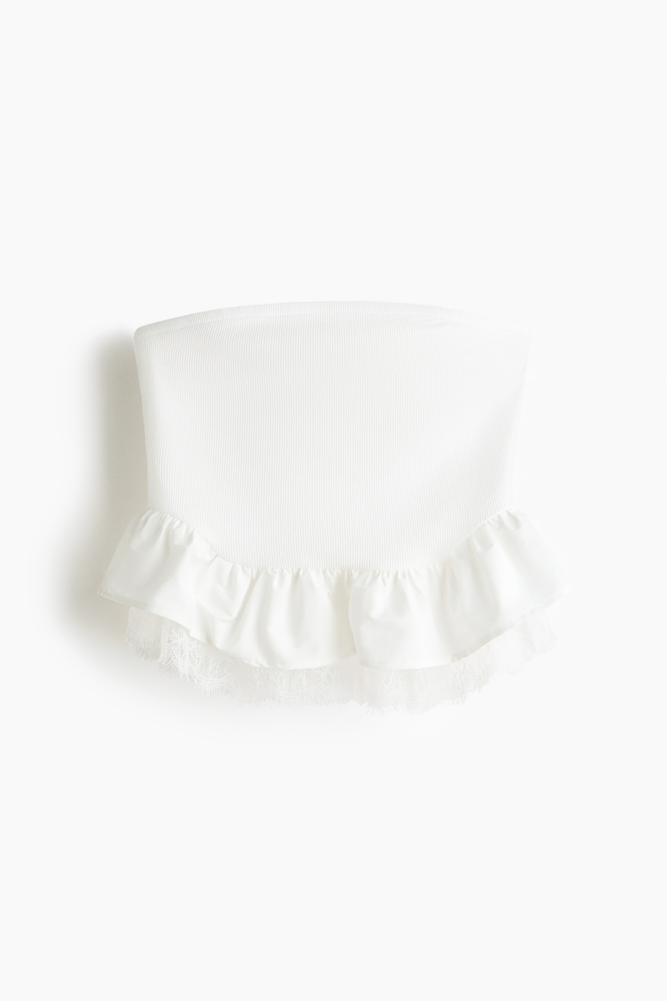 Top de tubo con volantes - Blanco