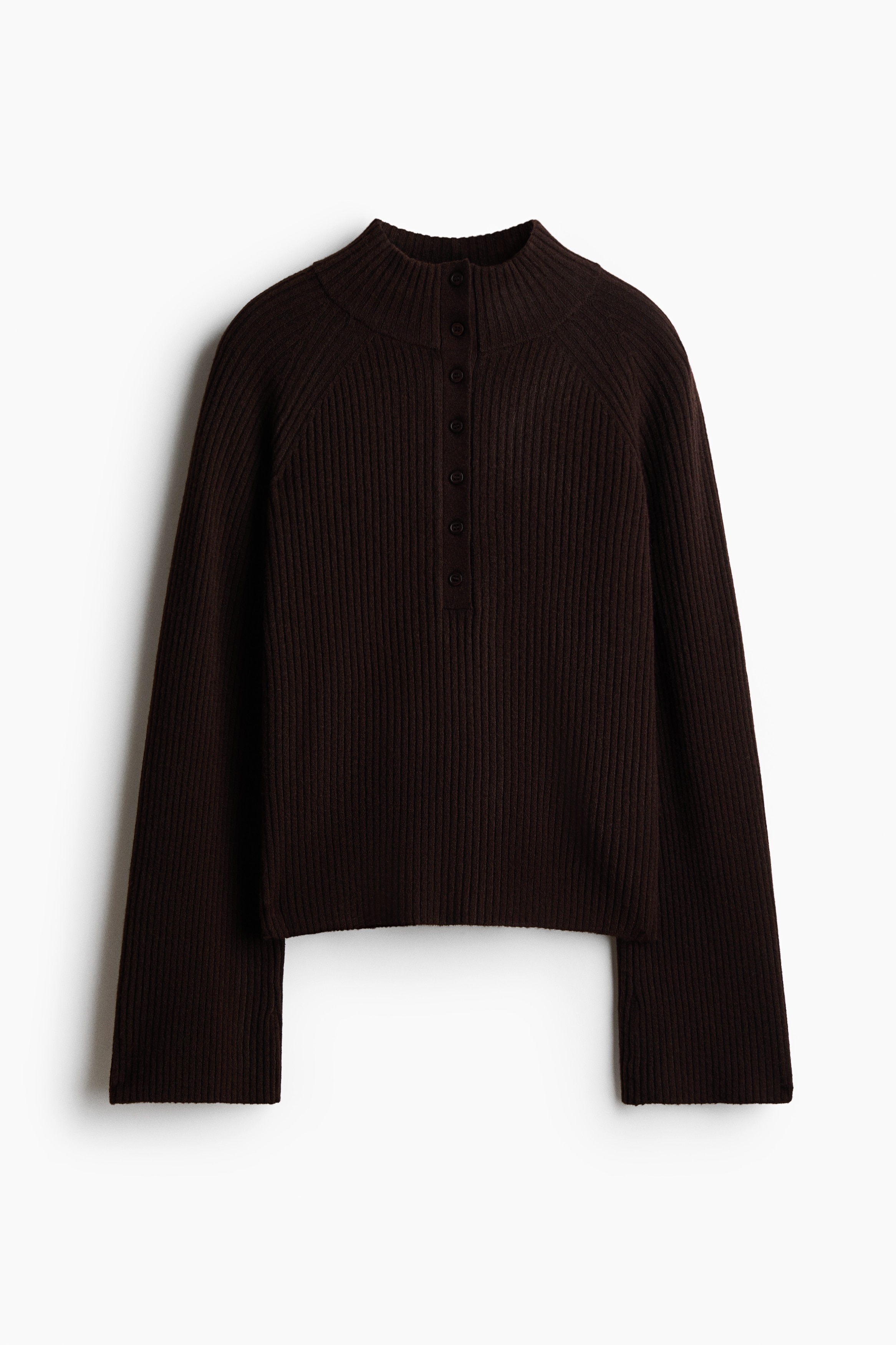 Rib-knit turtleneck jumper - Dark brown/Greige