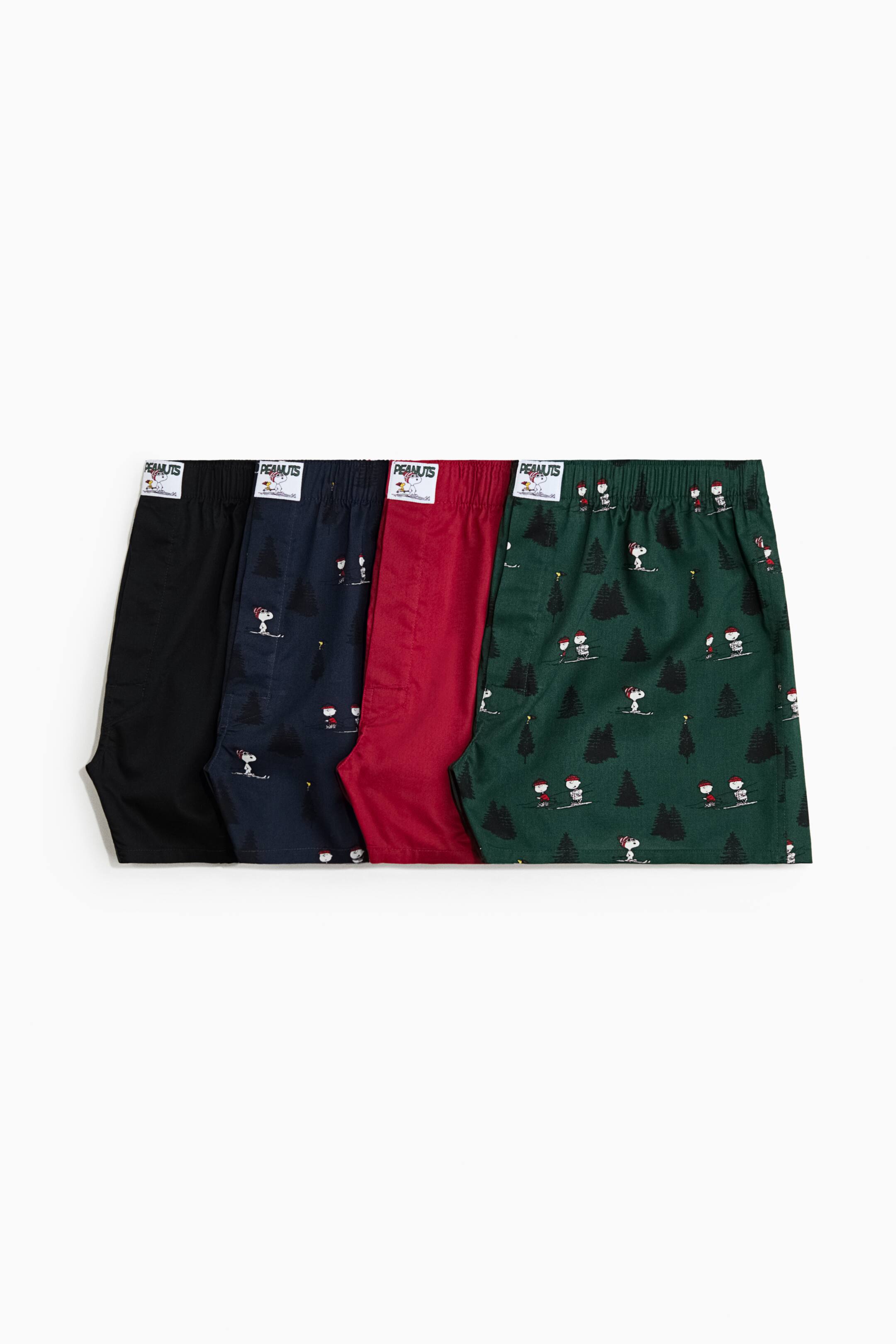 View larger image: 4-pack woven boxer shorts - Dark green/Snoopy - Men | H&M 1
