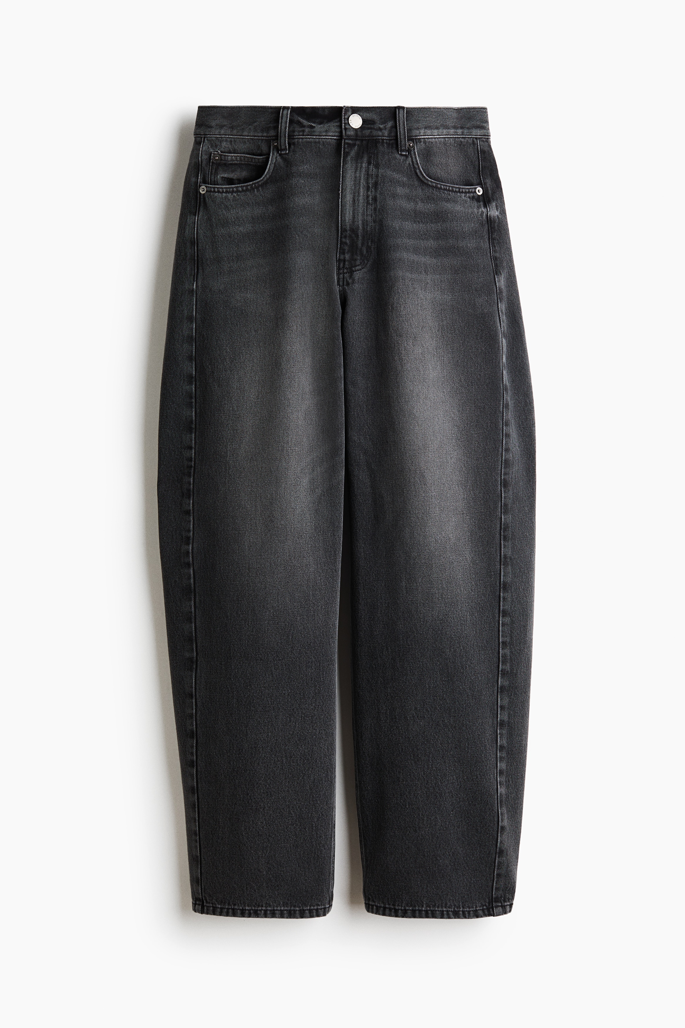 Barrel Regular Waist Jeans - Farmerfekete/Farmerkék