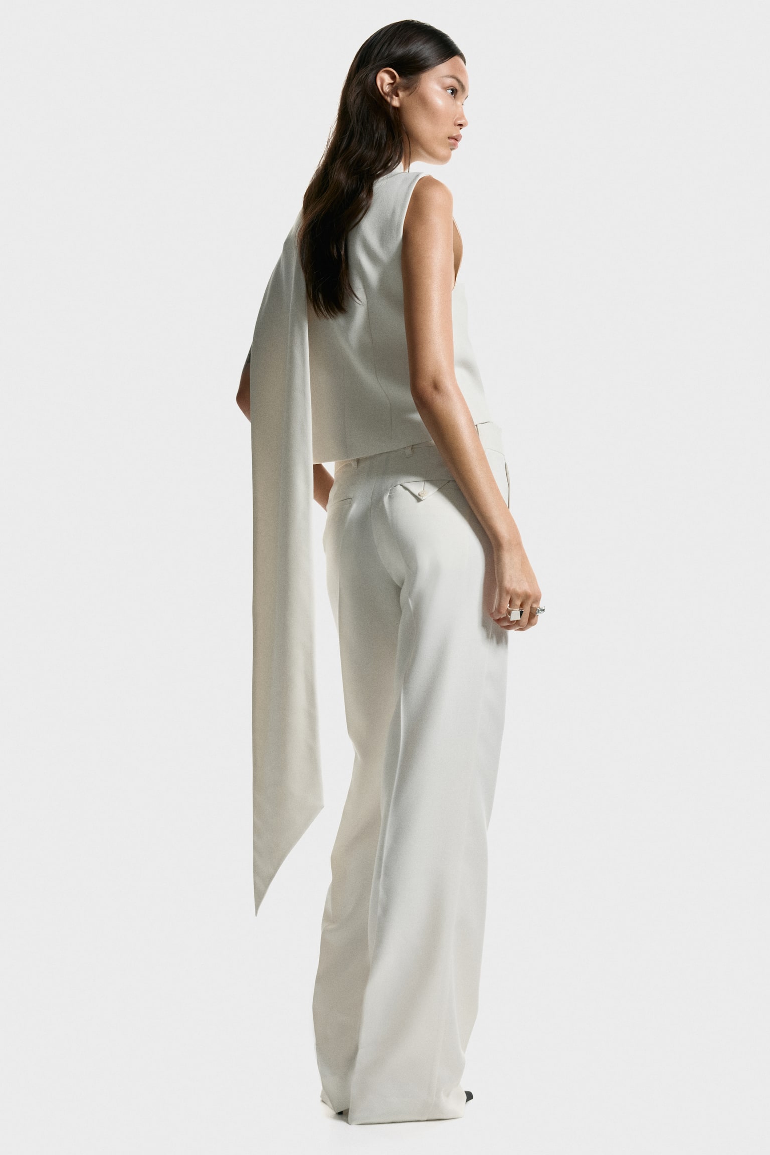 Scarf-detail top - White - 3