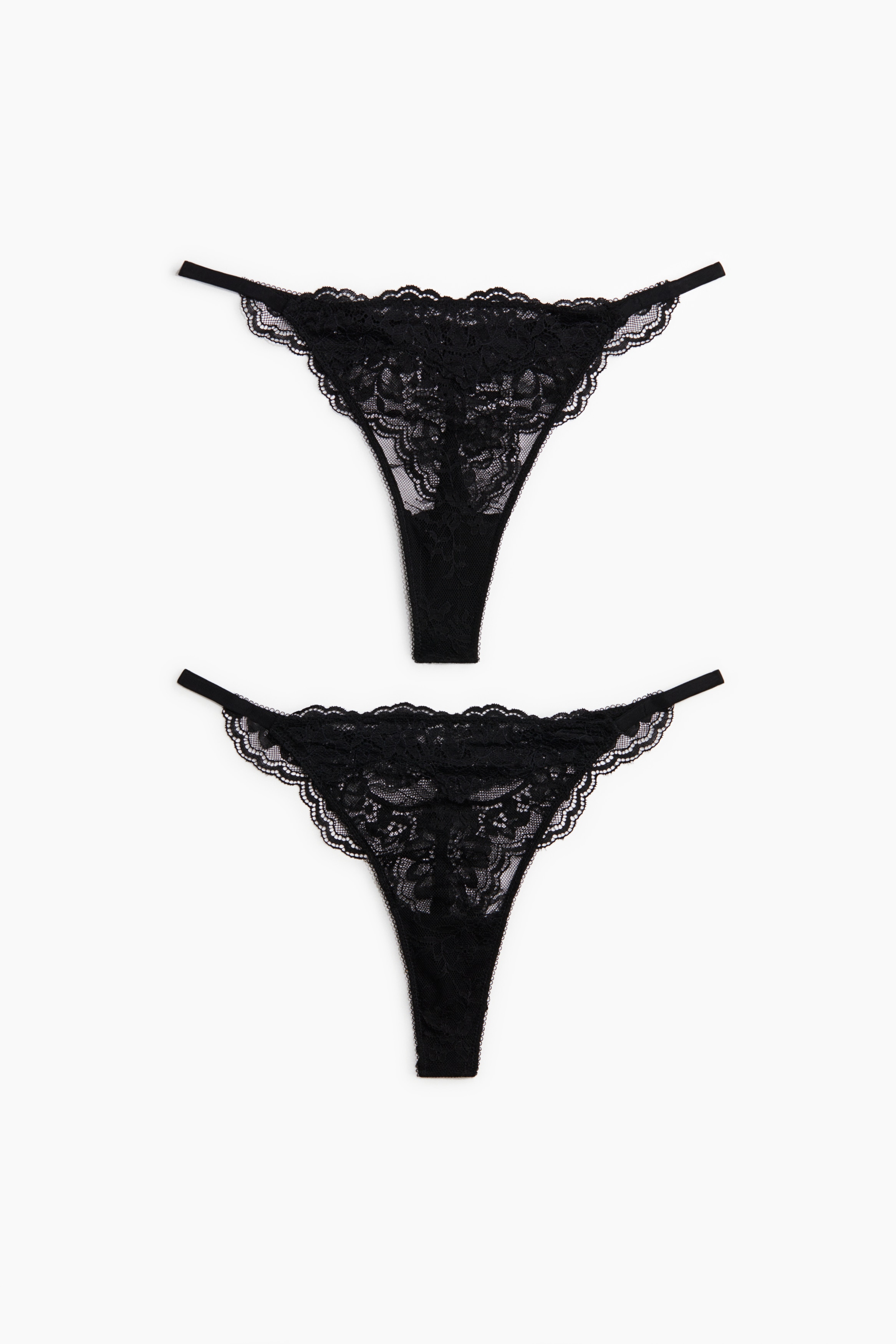 2-pack Lace Tanga G-strings - Black/Powder pink
