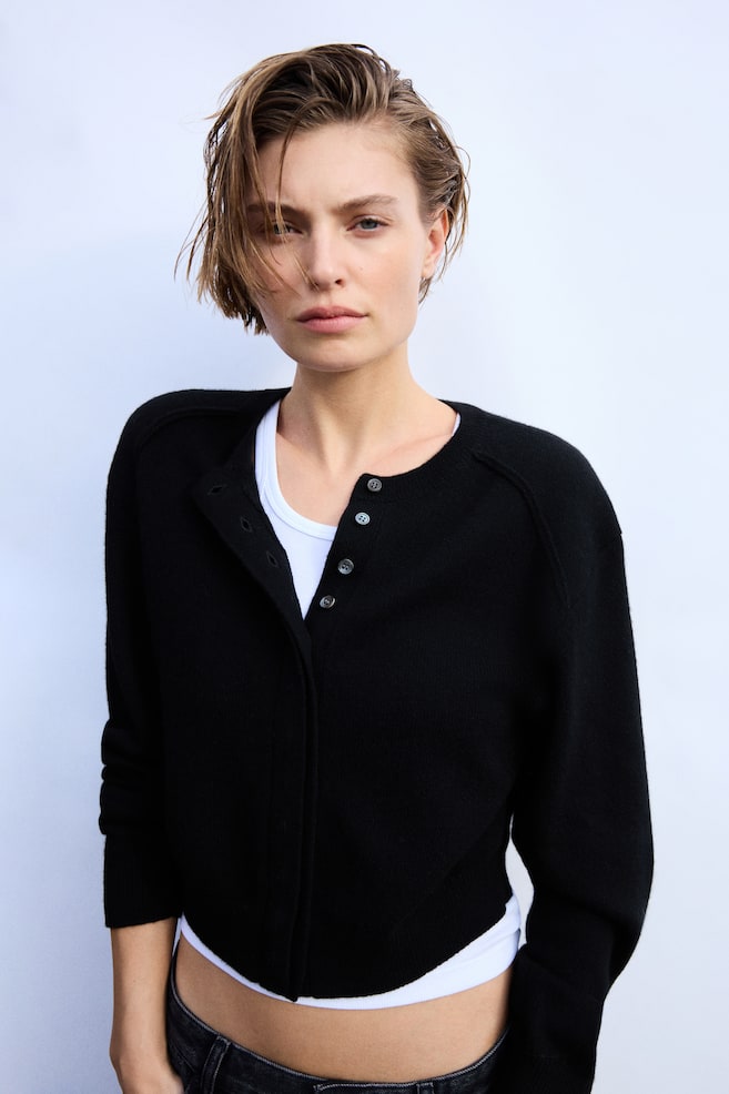 Cardigan aus Kaschmir-Schwarz - 4